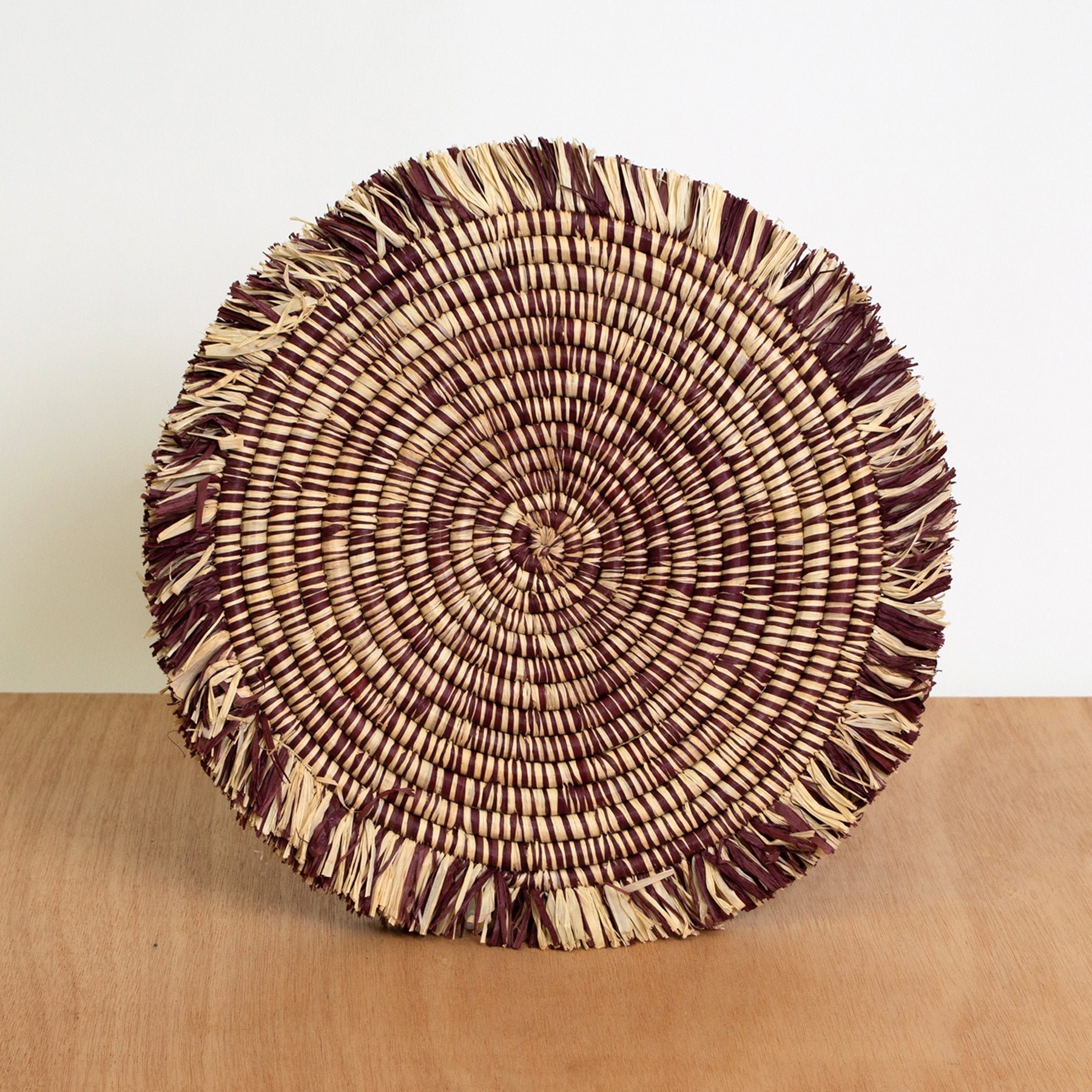 12" Burgundy Heathered Fringed Charger - Decor Addict, LLC