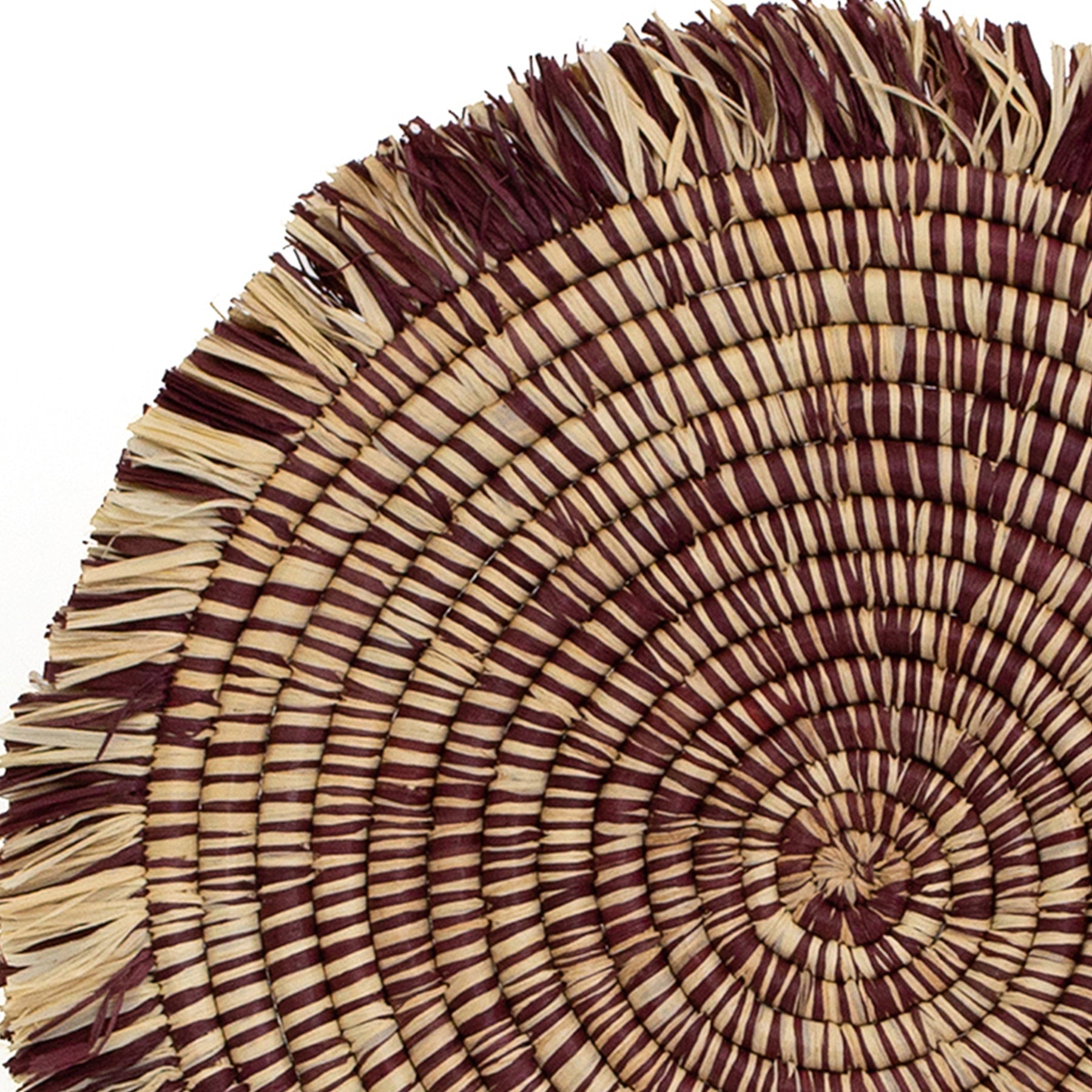 12" Burgundy Heathered Fringed Charger - Decor Addict, LLC