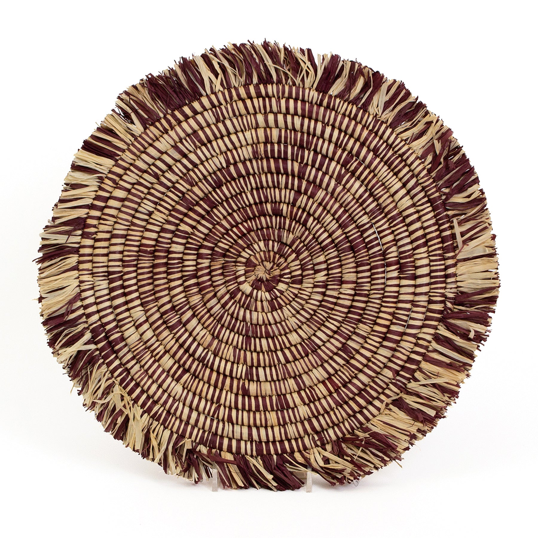 12" Burgundy Heathered Fringed Charger - Decor Addict, LLC