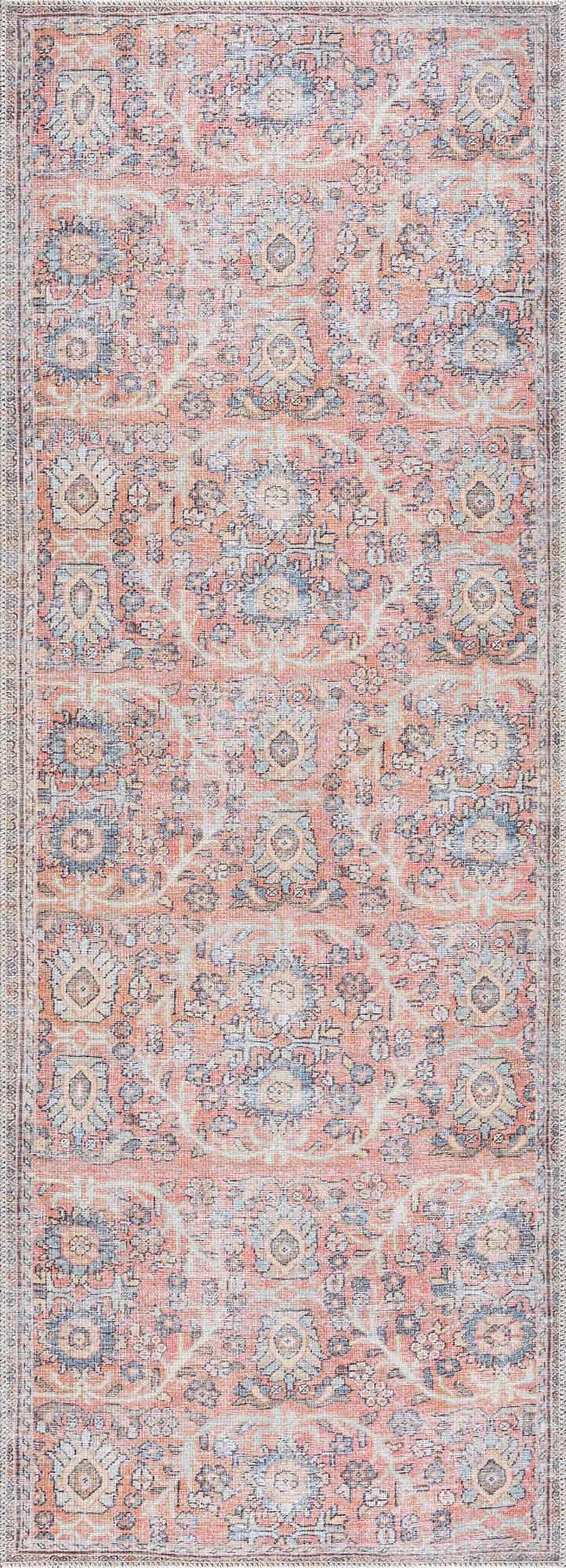 Urpi Rose & Blue Washable Area Rug - Decor Addict, LLC