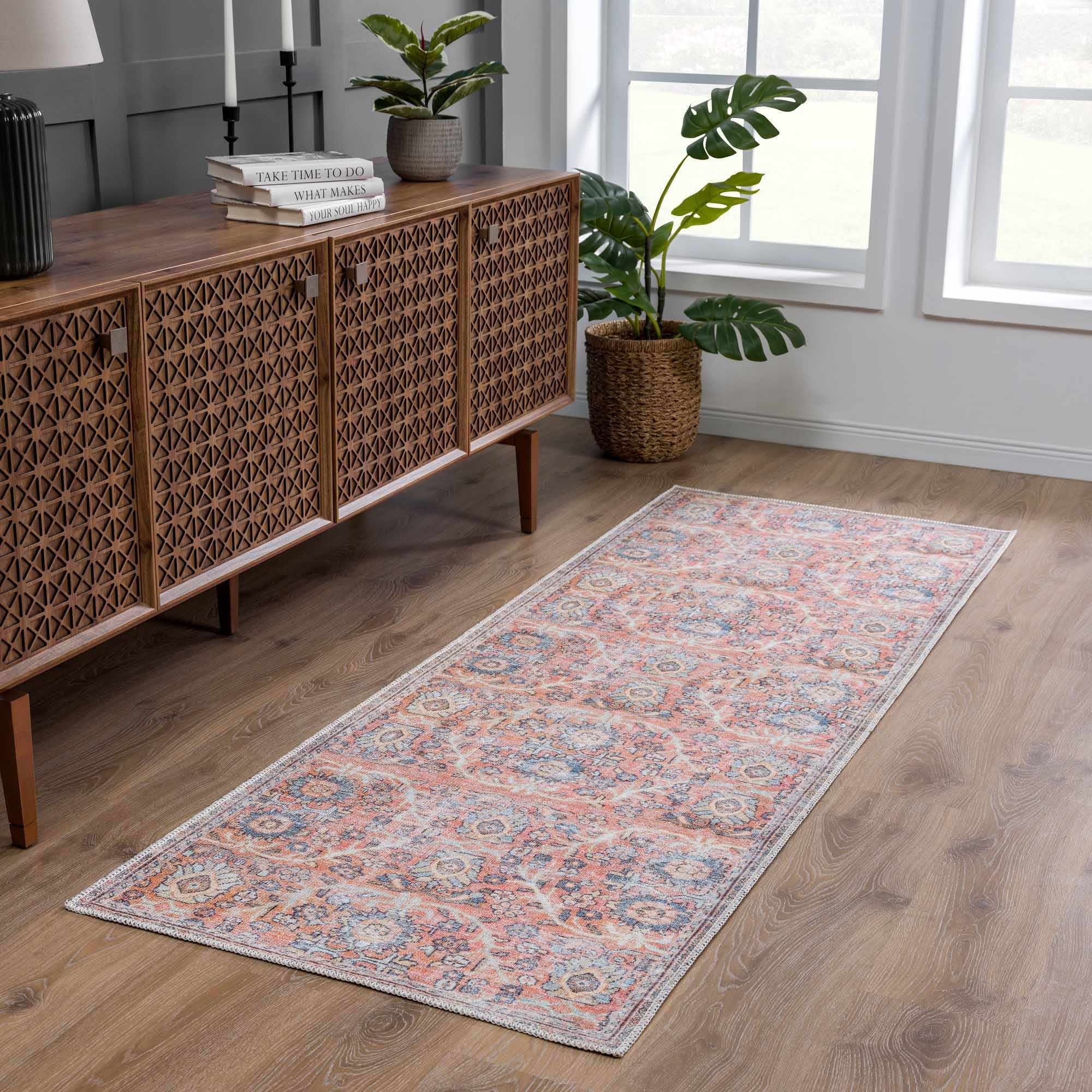 Urpi Rose & Blue Washable Area Rug - Decor Addict, LLC