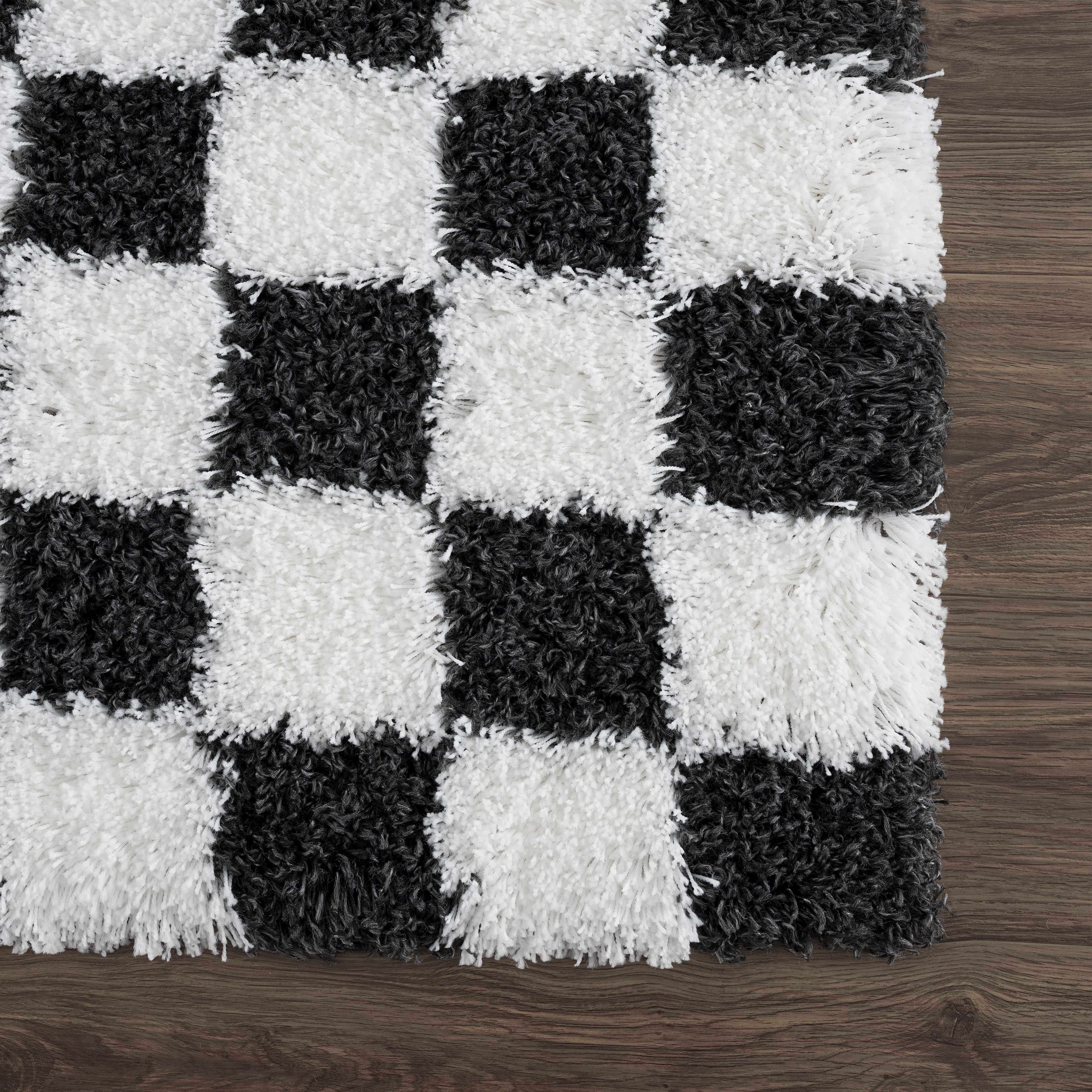 Atira Black & White Checkered Area Rug - Decor Addict, LLC