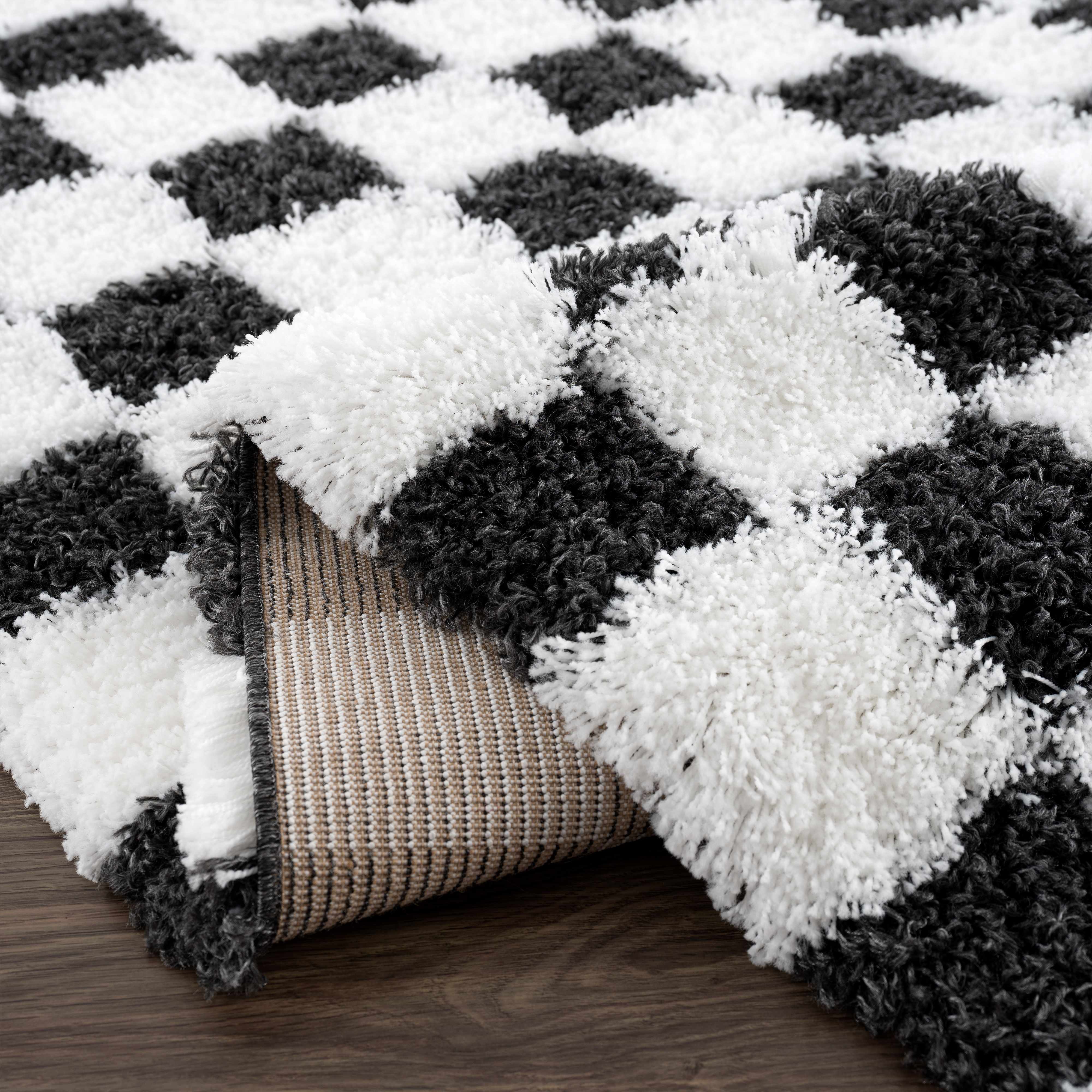 Atira Black & White Checkered Area Rug - Decor Addict, LLC