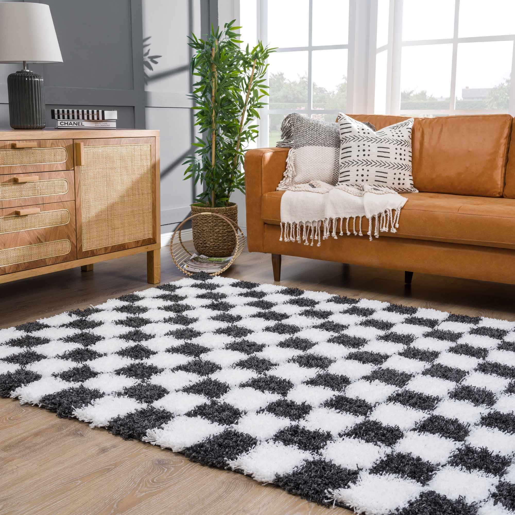 Atira Black & White Checkered Area Rug - Decor Addict, LLC