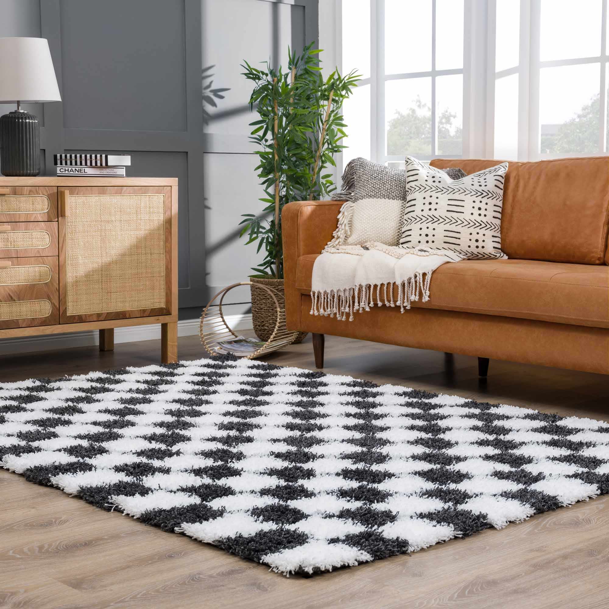 Atira Black & White Checkered Area Rug - Decor Addict, LLC