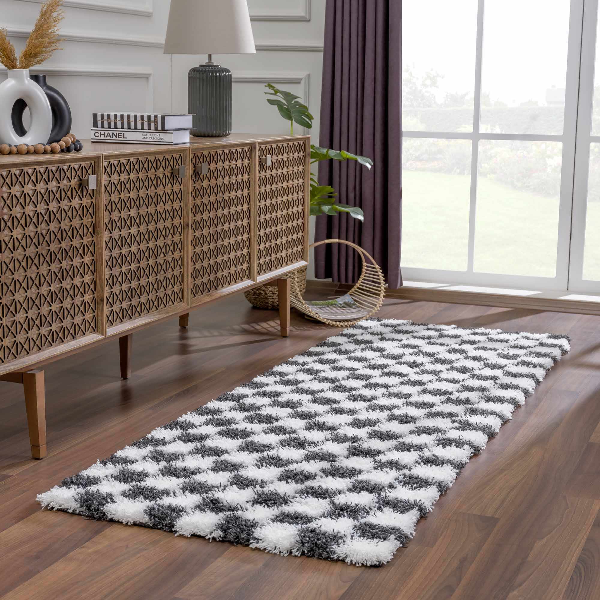 Atira Black & White Checkered Area Rug - Decor Addict, LLC