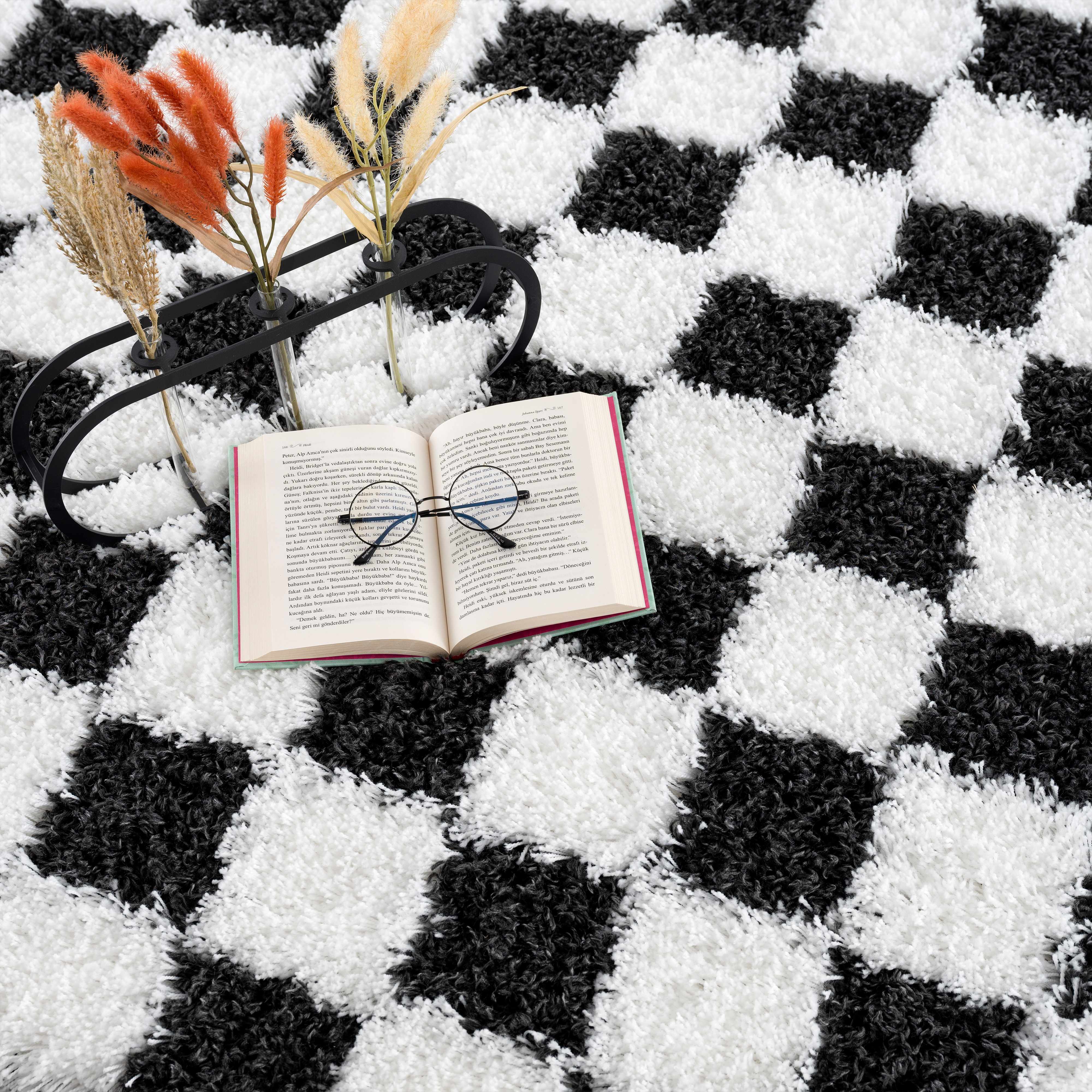 Atira Black & White Checkered Area Rug - Decor Addict, LLC