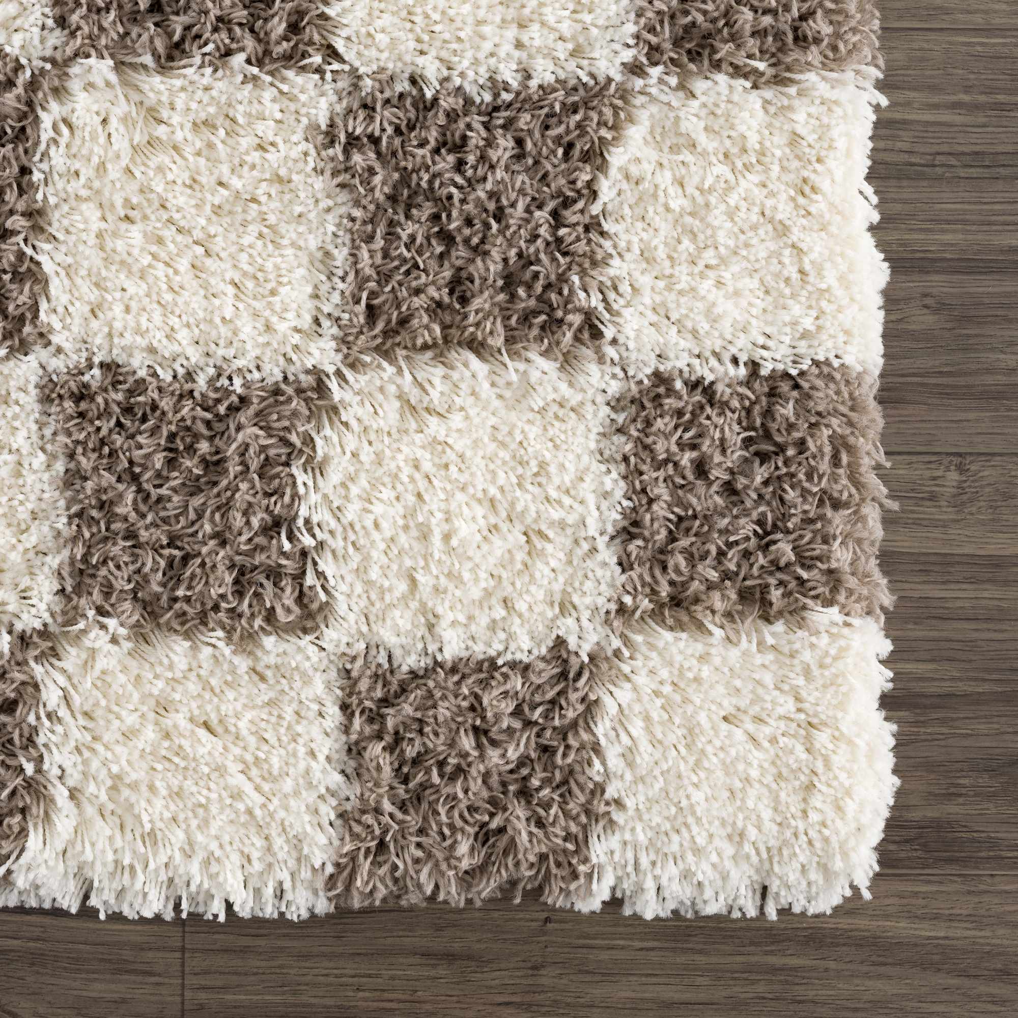 Atira Brown Checkered Area Rug - Decor Addict, LLC