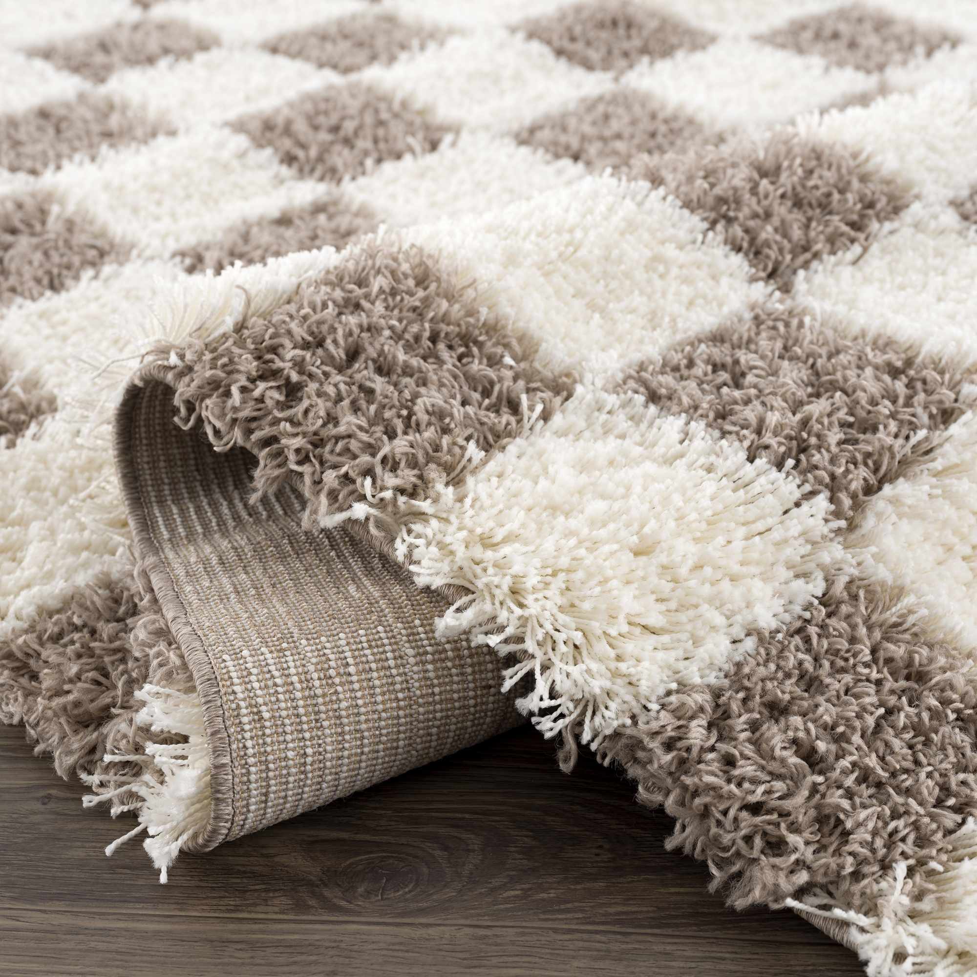 Atira Brown Checkered Area Rug - Decor Addict, LLC