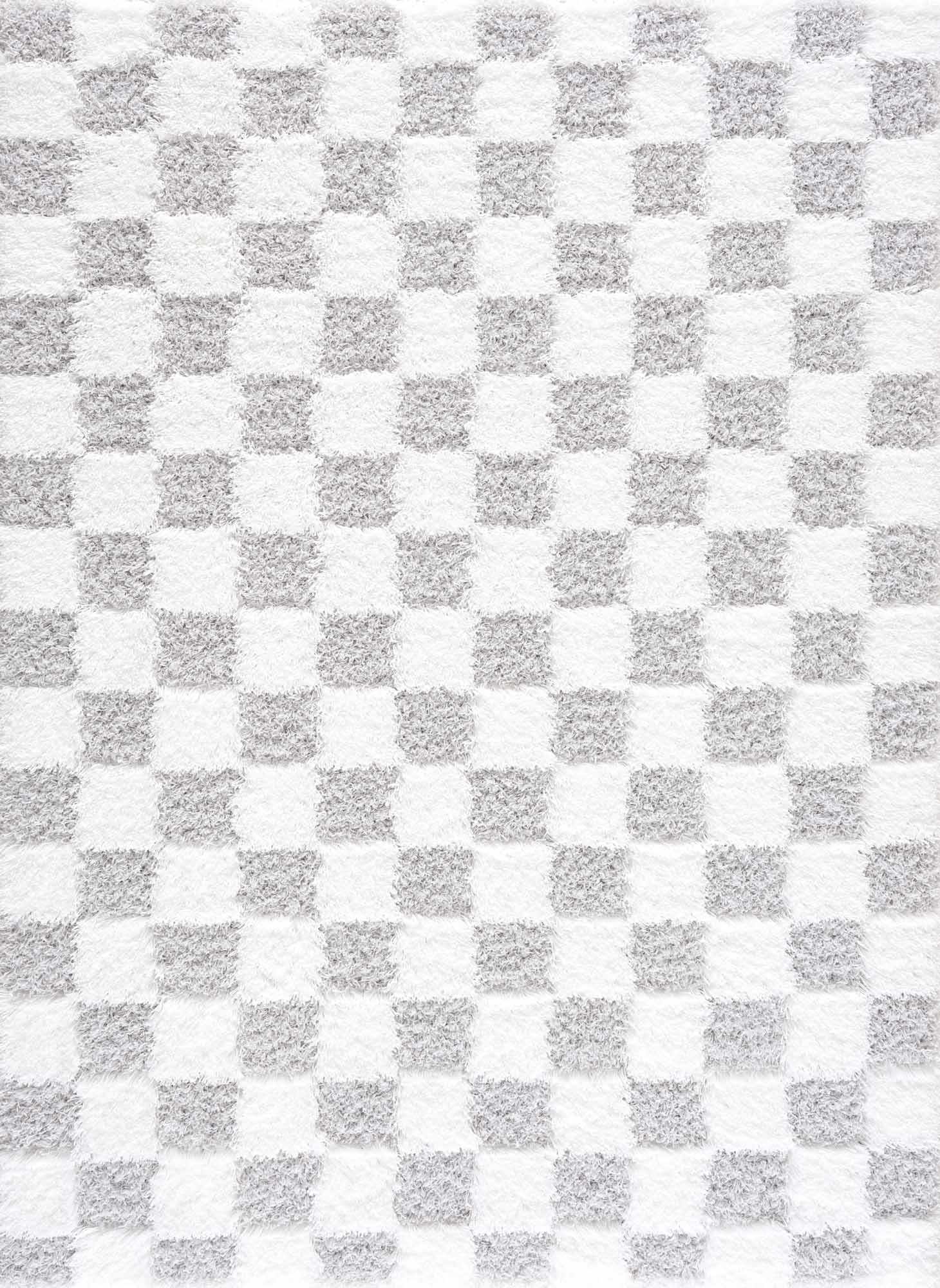 Atira Gray Checkered Area Rug - Decor Addict, LLC