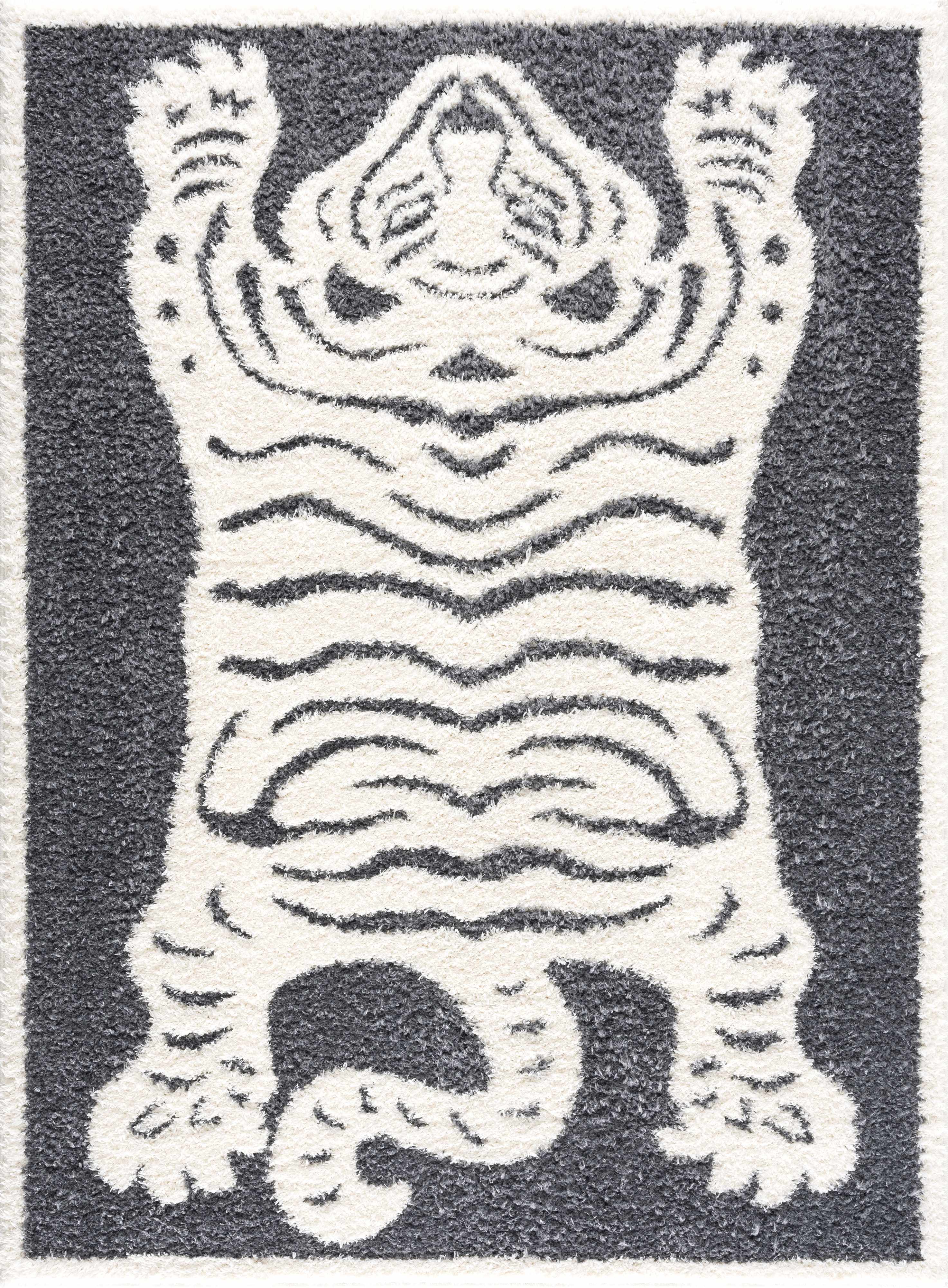 Zane Charcoal Tibetan Tiger Area Rug - Decor Addict, LLC