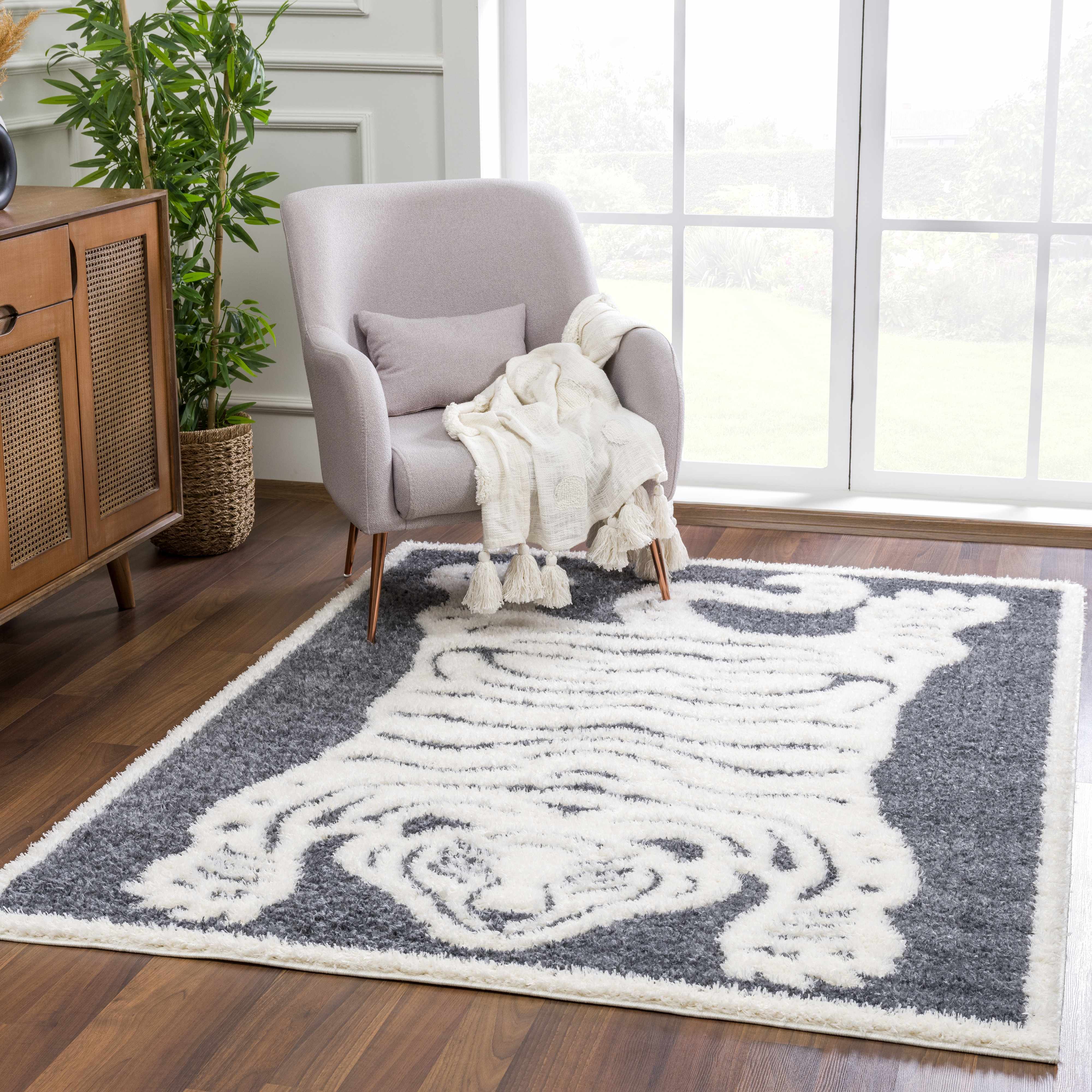 Zane Charcoal Tibetan Tiger Area Rug - Decor Addict, LLC