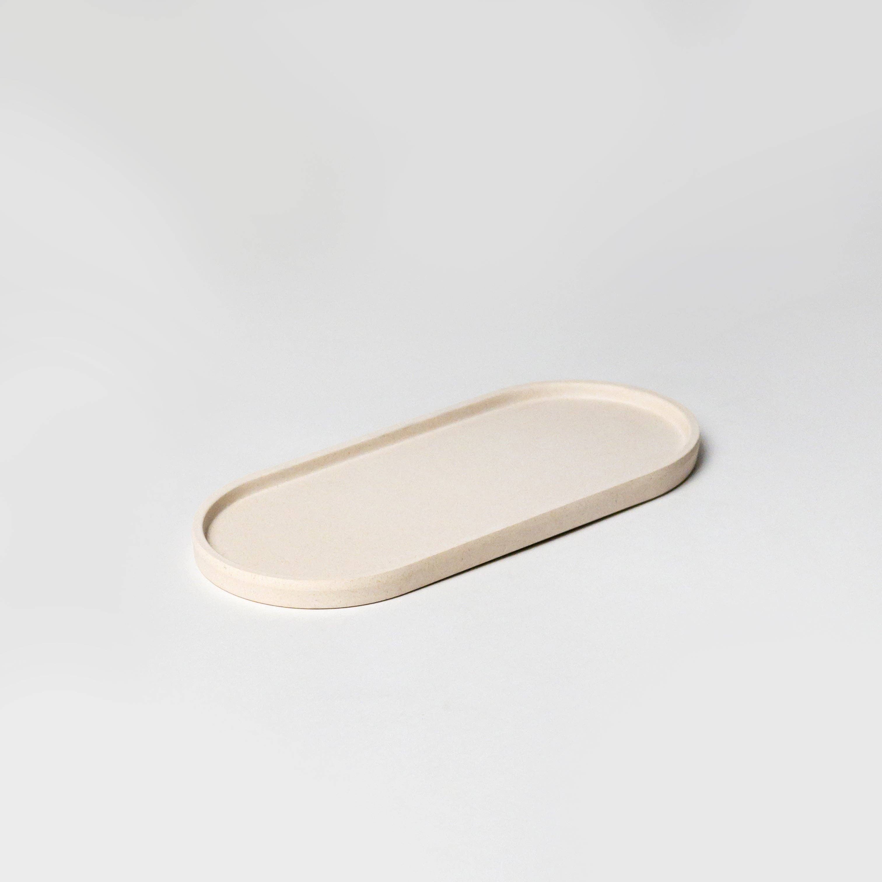 8.5” Upcycled Oval Decor Trays: Bamboo Fibre White - Decor Addict, LLC