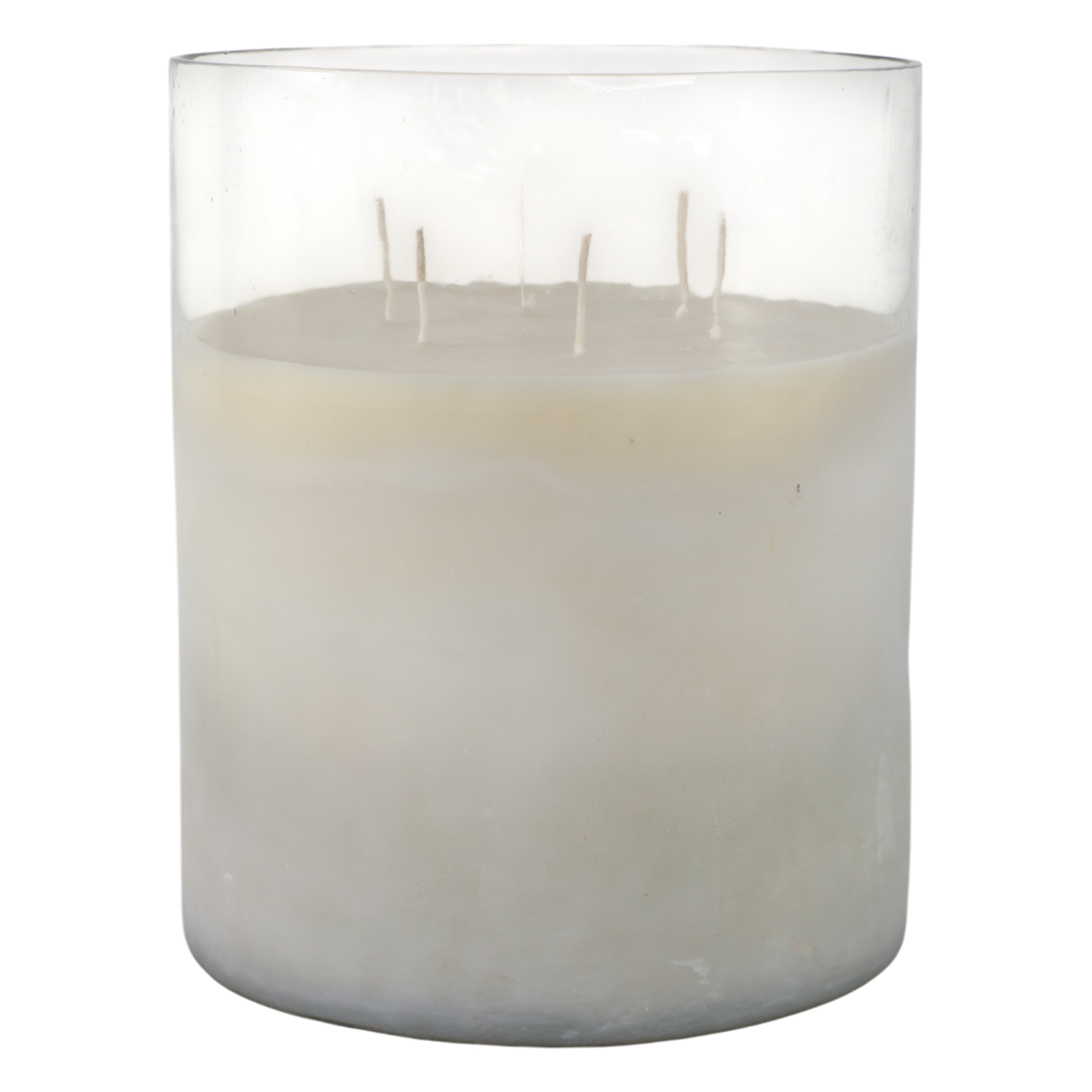 12x10" 349 Oz Jasmine Frosted Glass Candle, Clear - Decor Addict, LLC