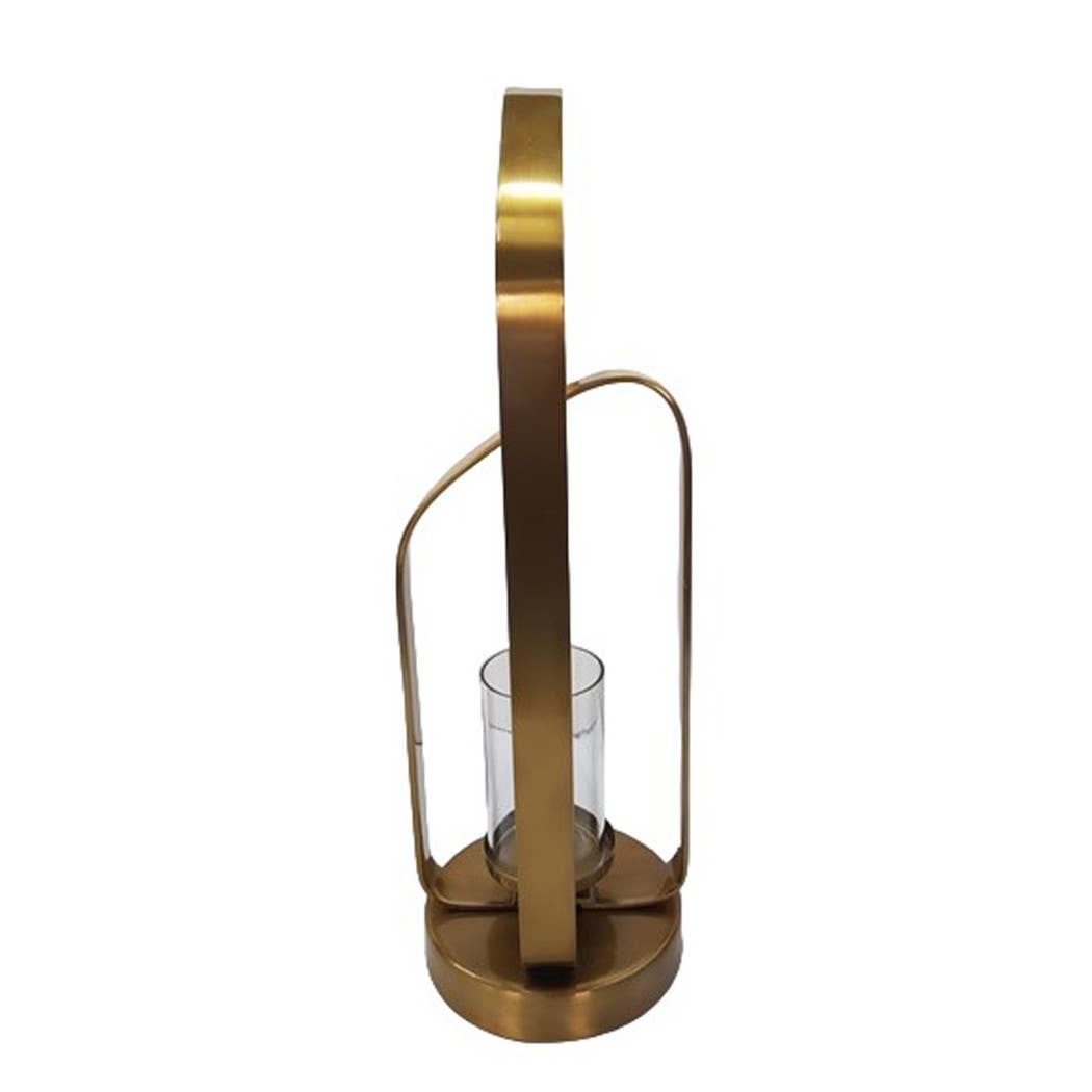 Candle Holder - Gold Metal Stylish Hurricane, 21 in. - Decor Addict, LLC