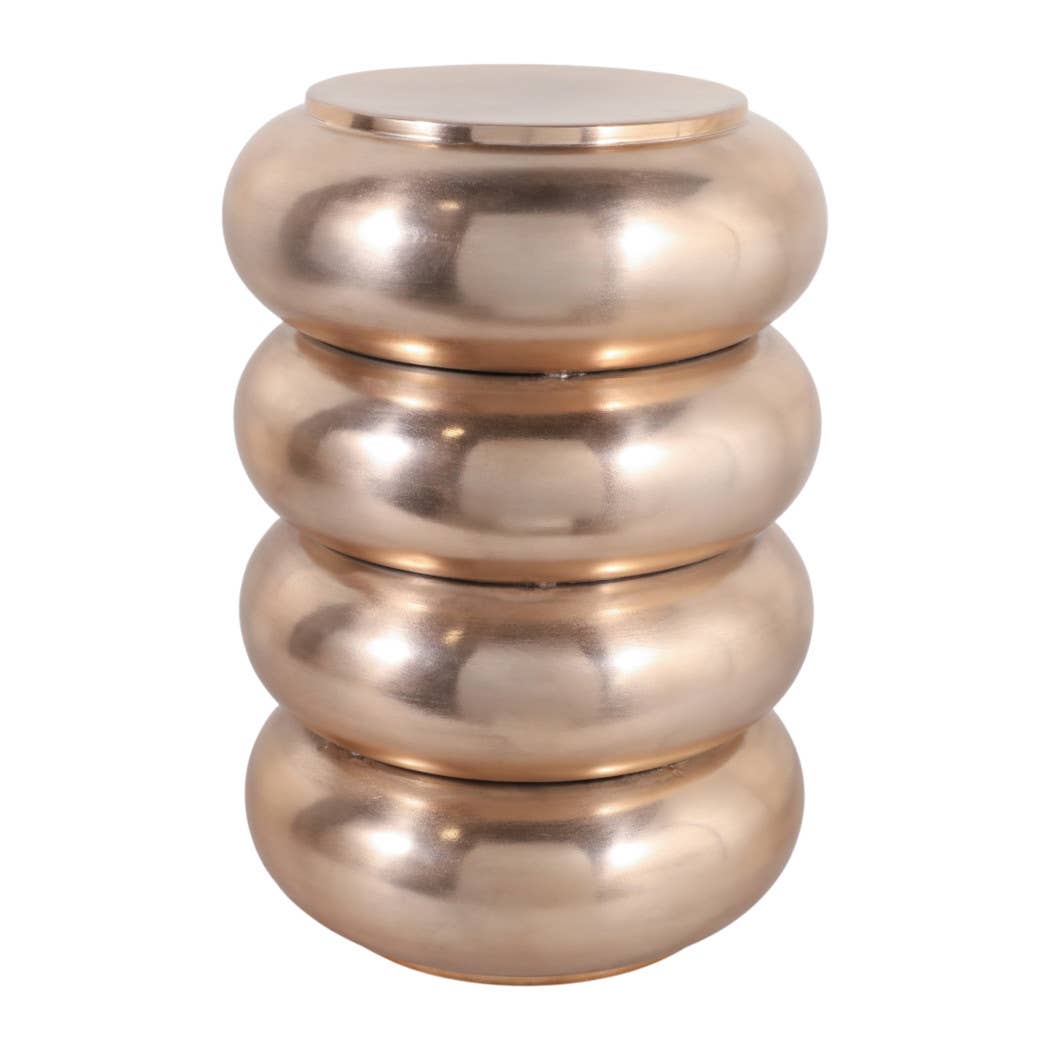 Side Table - Gold Metal Narrow Bold Rounded Drum, 20 in. - Decor Addict, LLC