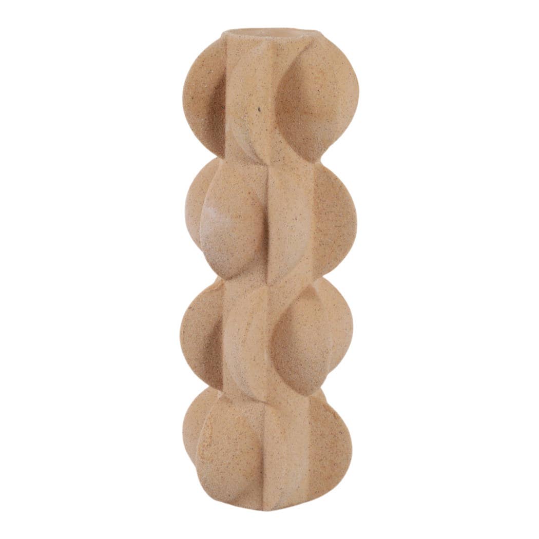 Decorative Vase - Tan Ceramic 3D Printed Textured, 14 in. - Decor Addict, LLC
