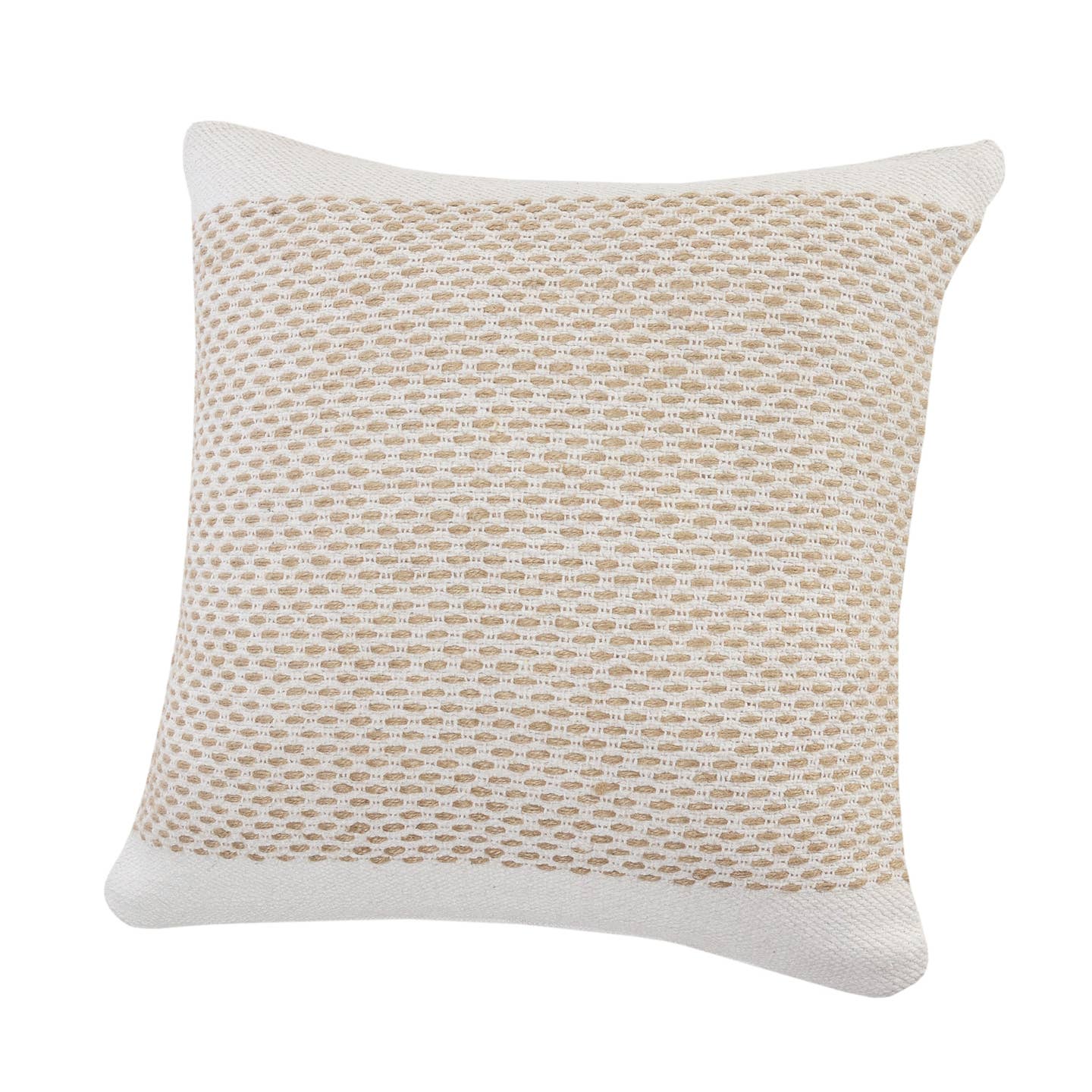 Ivory Jute Interwoven Bordered Throw Pillow-LR - Decor Addict, LLC