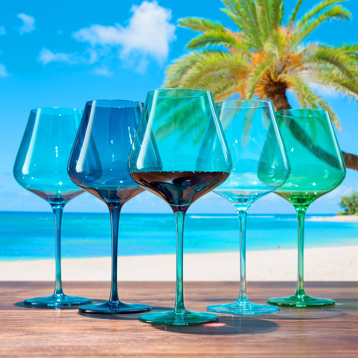 Beaches of Hawaii Wine Glassware | 5 Set, 20 OZ -