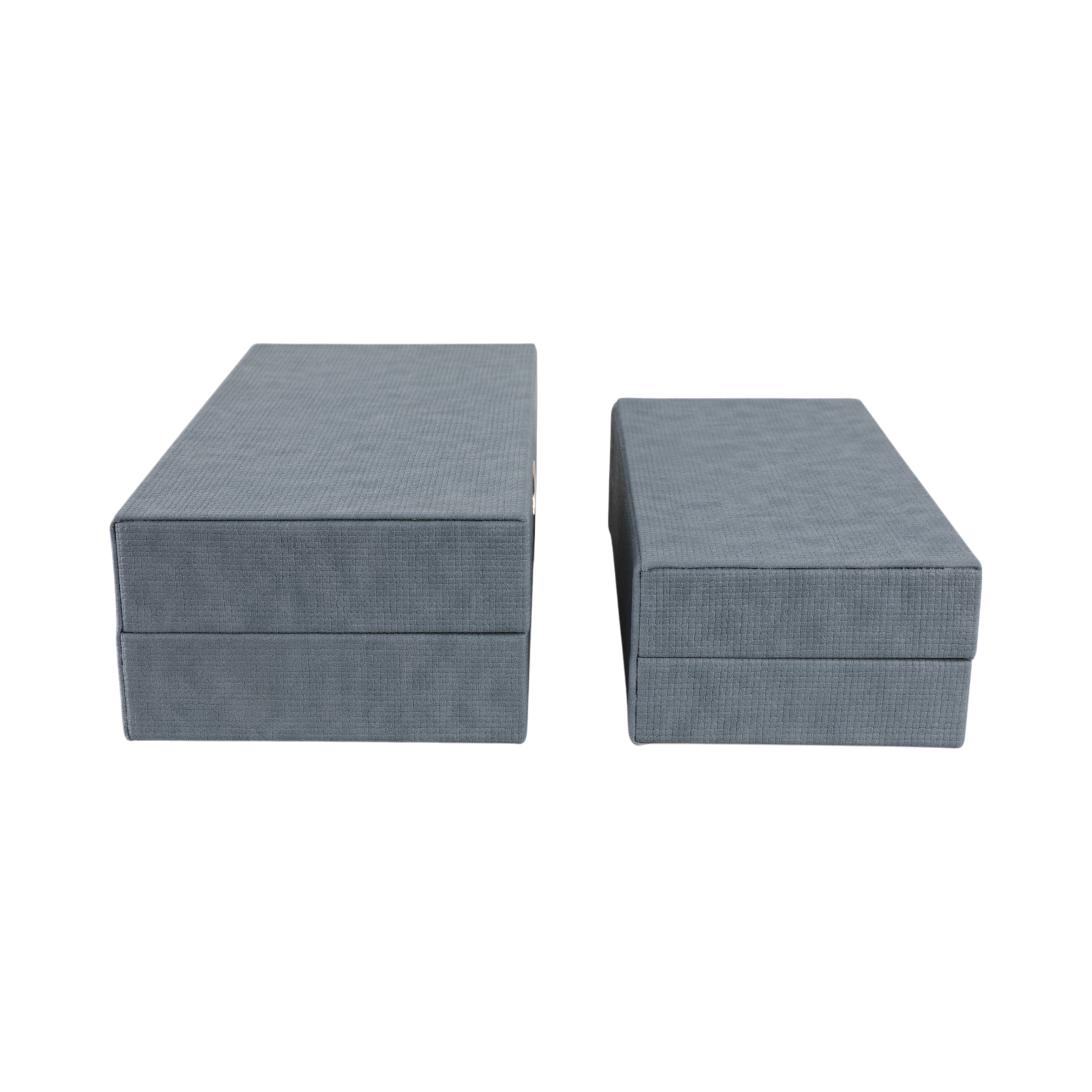 S/2 12/14" Rectangular Faux Leather Boxes, Blue - Decor Addict, LLC