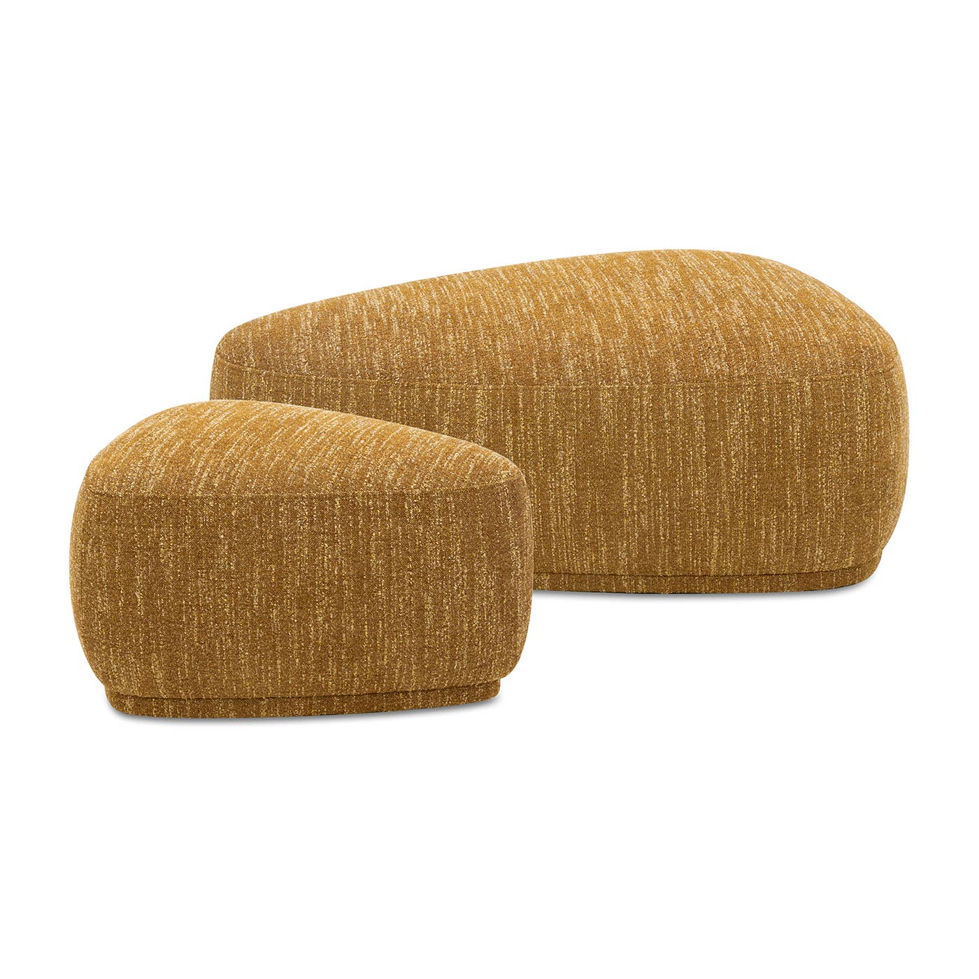Pebble 44" & 26" Rounded Triangle Cocktail Ottoman Set: Mustard Yellow - Decor Addict, LLC