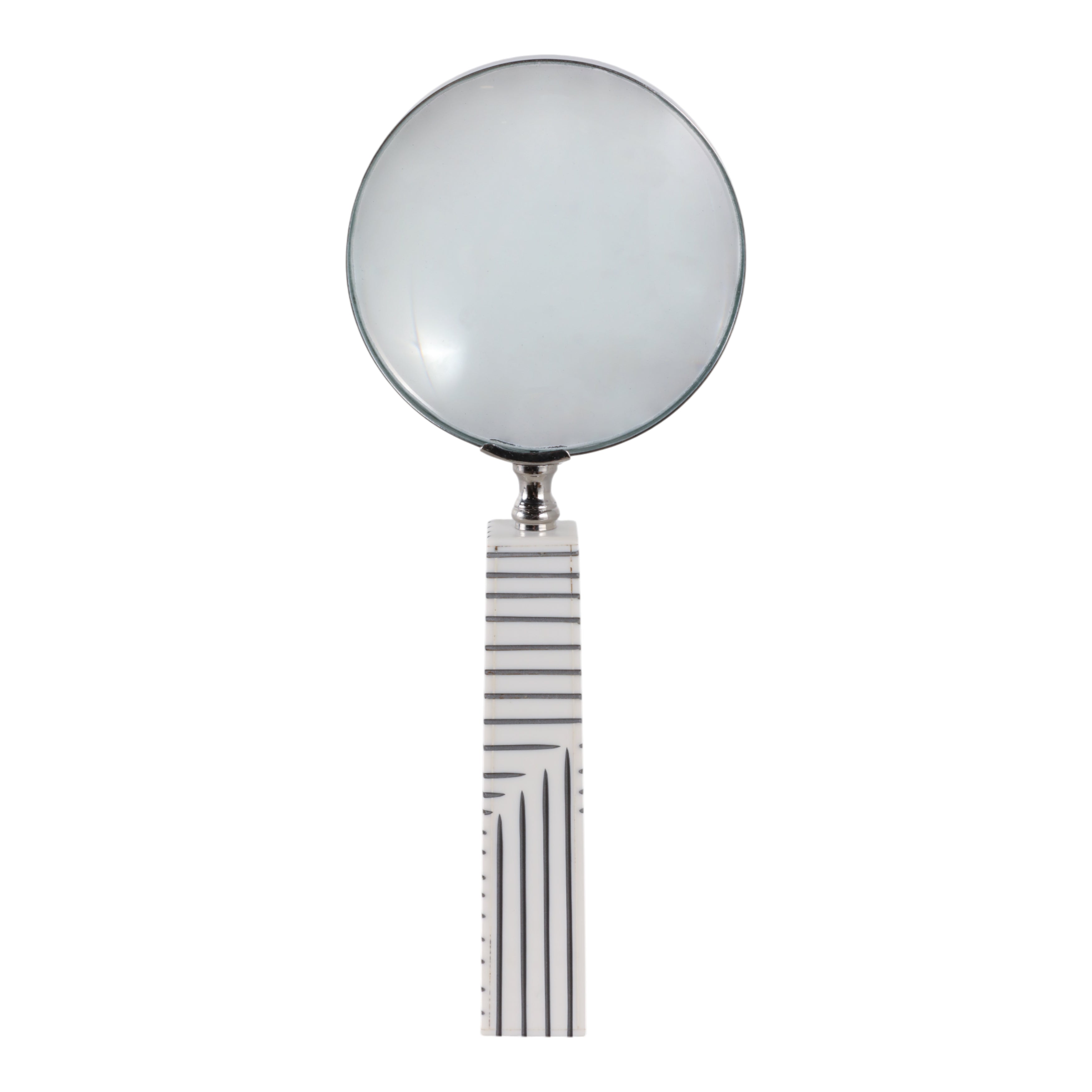 10x4" Lines Handle Magnifying Glass, White/ Black - Decor Addict, LLC
