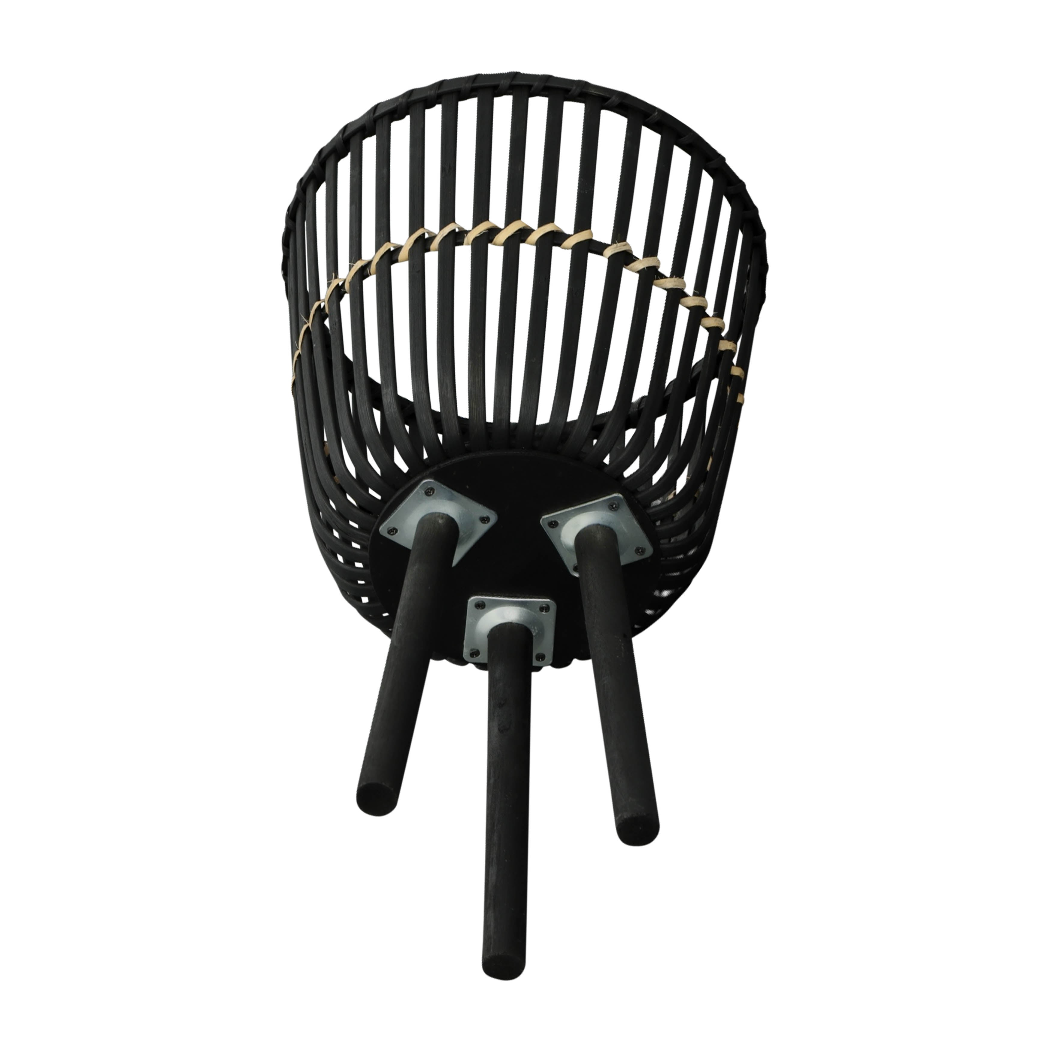 S/3 Bamboo Footed Planters 11/13/15", Black - Decor Addict, LLC