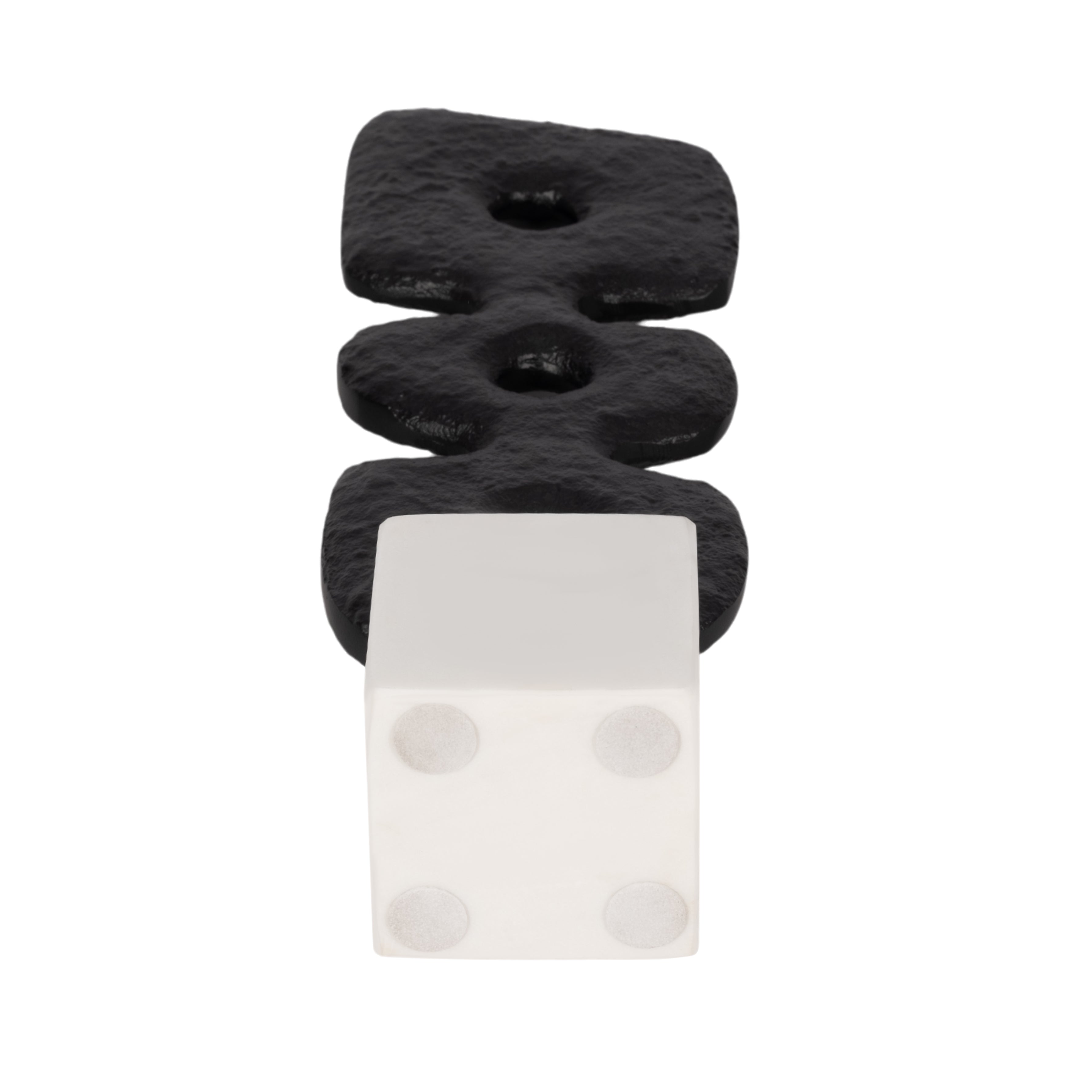 14" Abstract Totem Sculpture Marble Base, Black/w - Decor Addict, LLC