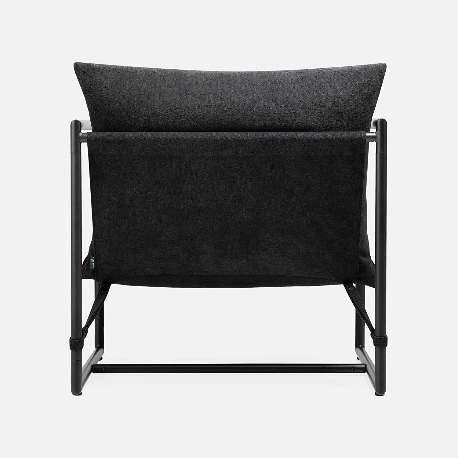 Black Metal Accent Chair with Shredded Foam Cushioning: Black - Decor Addict, LLC
