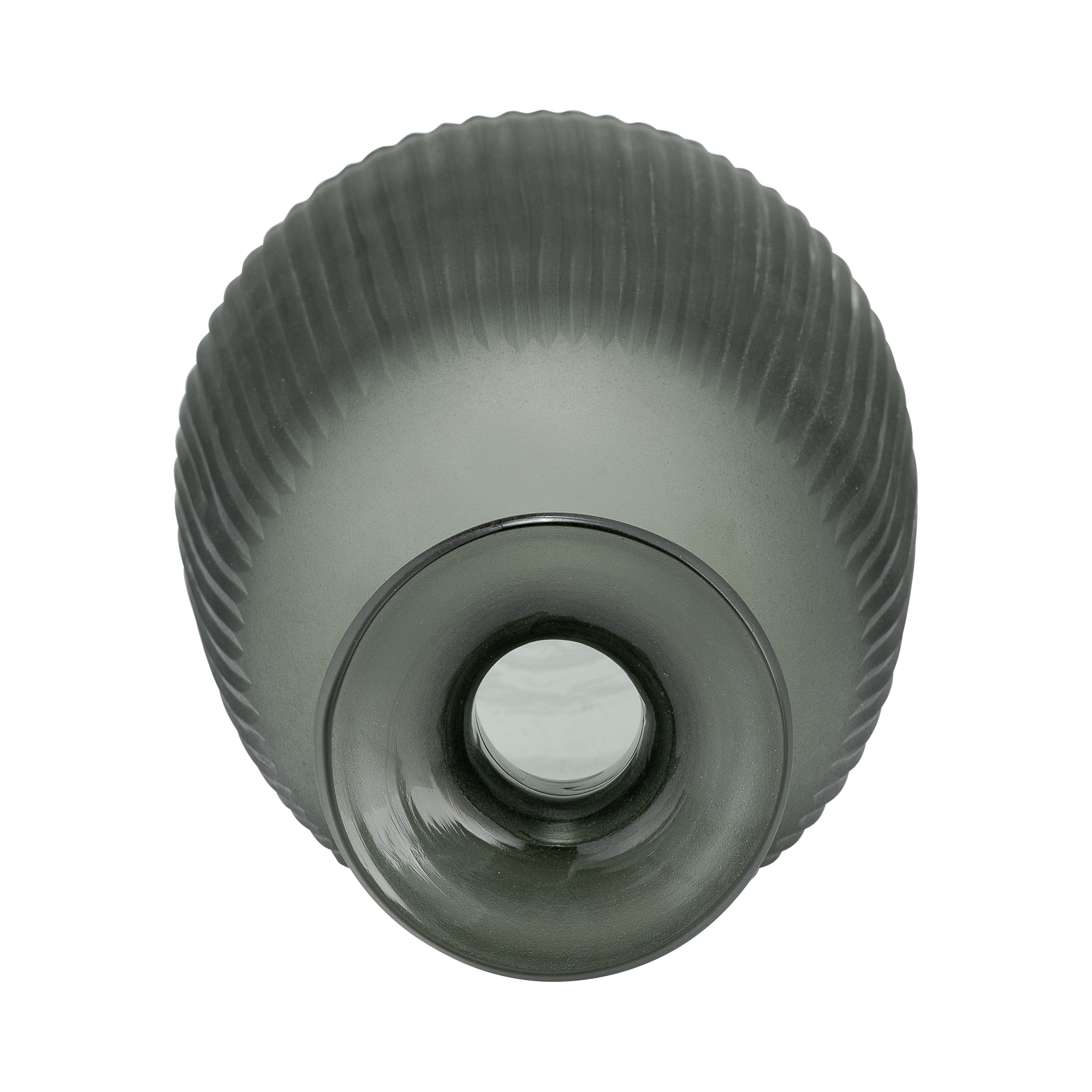 Glass, 13"h Vase W/ Lid, Green/smoke - Decor Addict, LLC