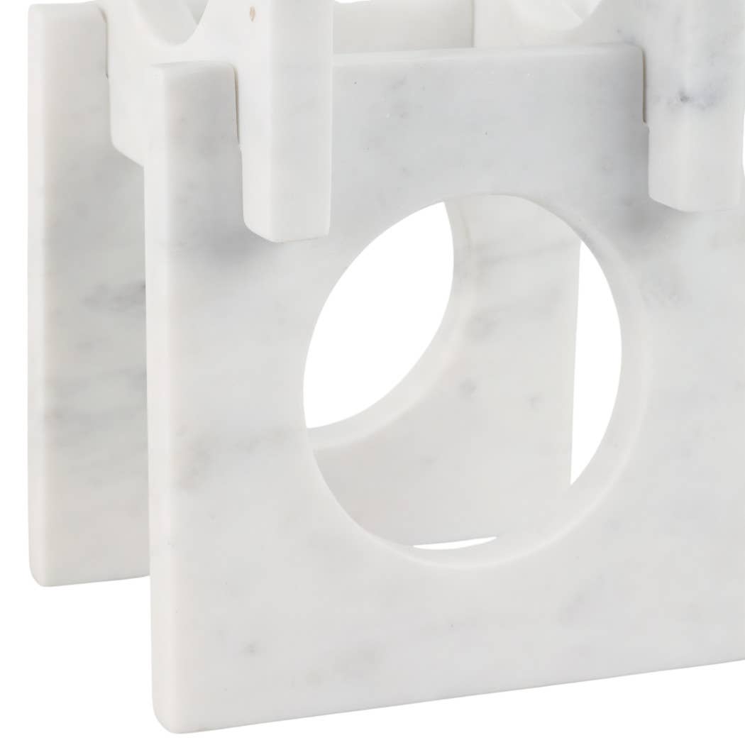 Wine Rack - White Marble Decorative Wine Bottle Rack, 16 in. - Decor Addict, LLC