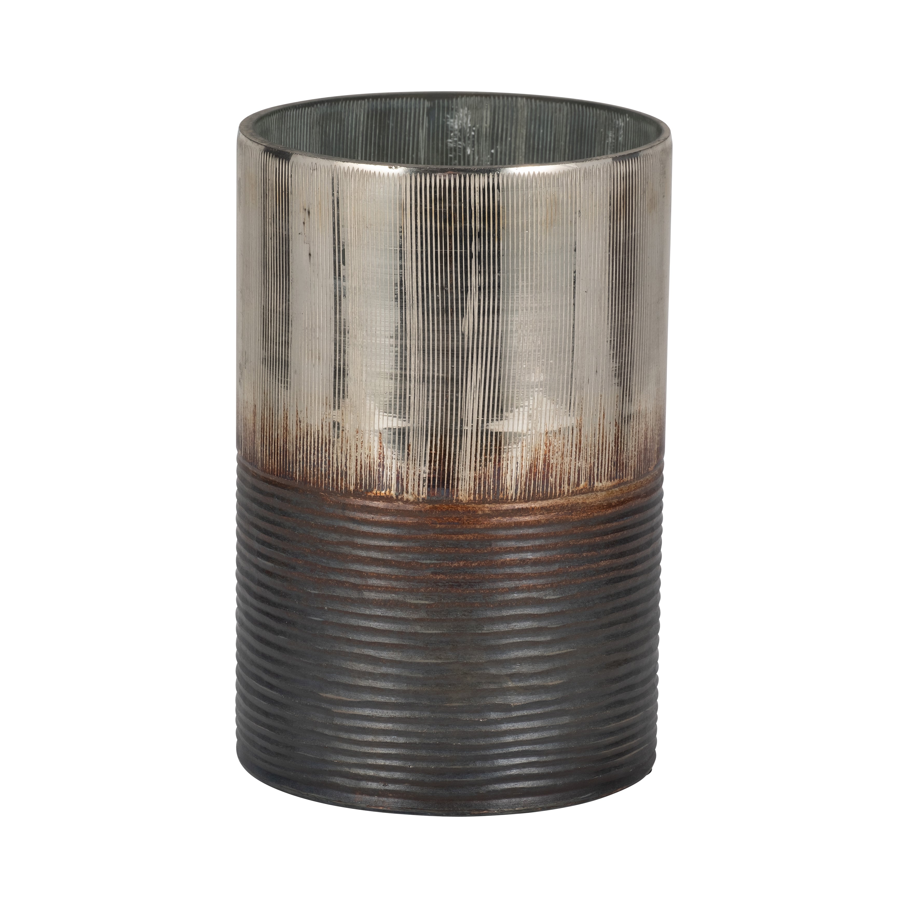 Glass, 9" Metallic 2-tone Vase, Silver - Decor Addict, LLC