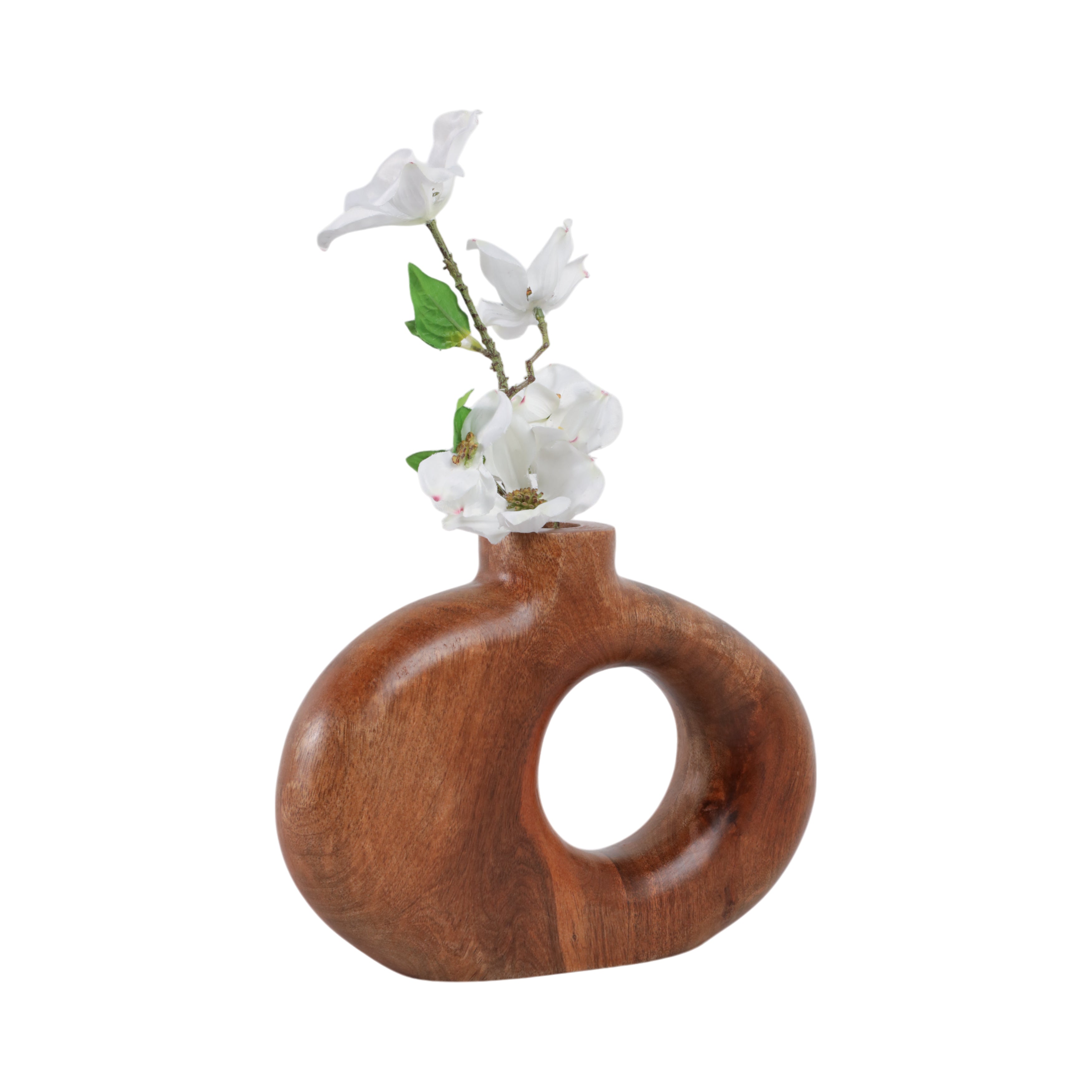 10x7" Cut-out Wood Vase, Natural - Decor Addict, LLC