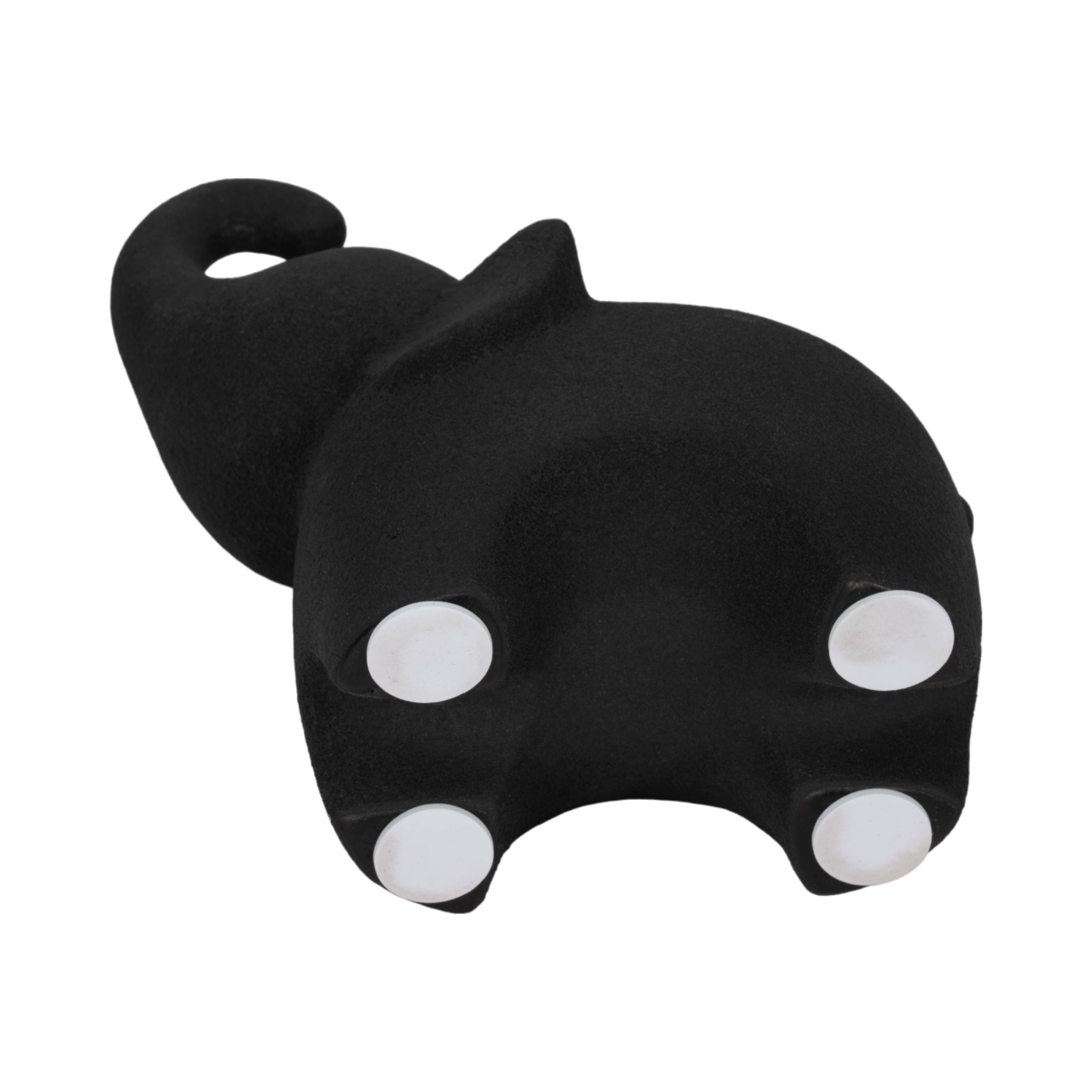 Black 8 in. Porcelain Elephant with Rough Texture Figurine - Decor Addict, LLC