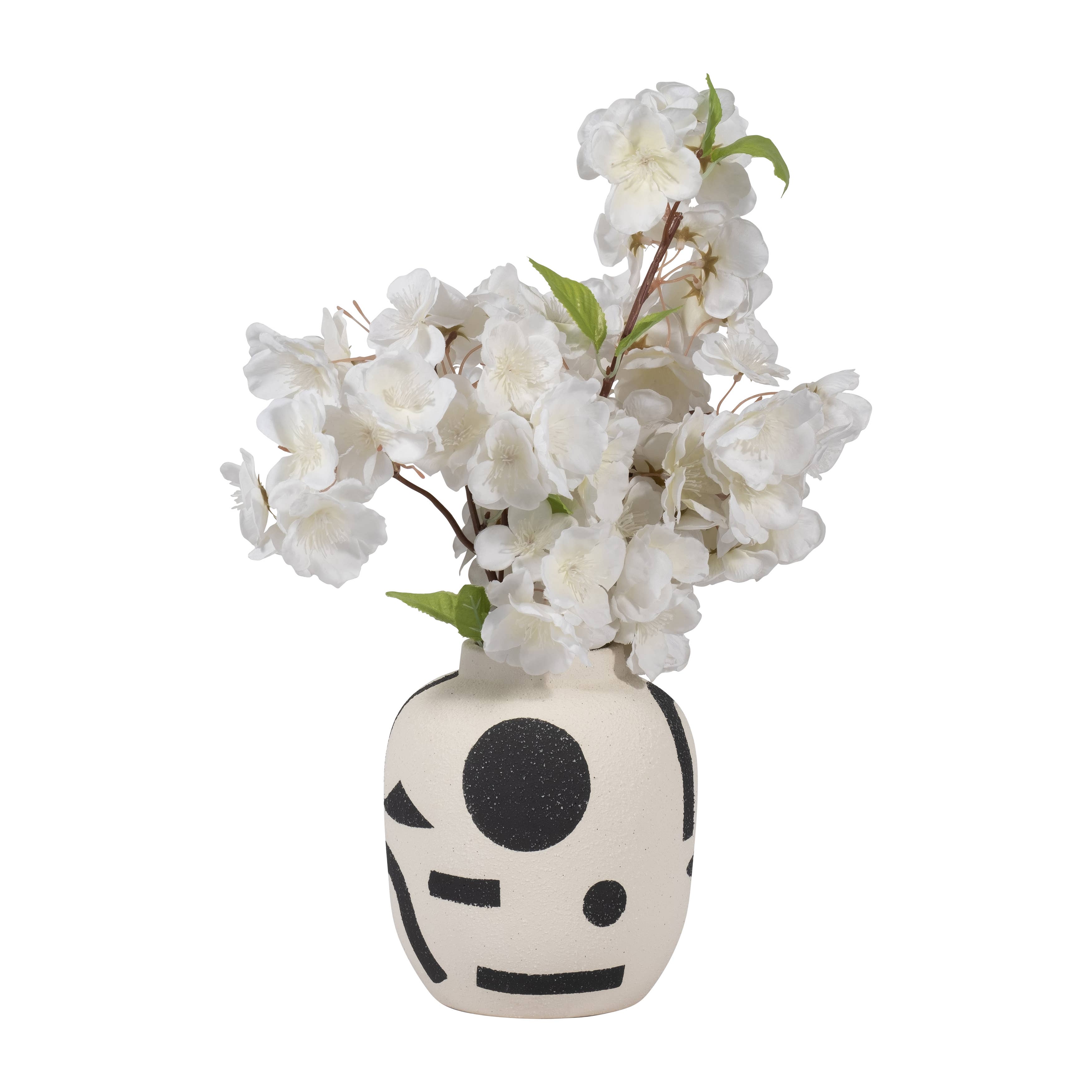 Ivory 6 in. Ceramic Round Boho Funky Bulbous Vase - Decor Addict, LLC