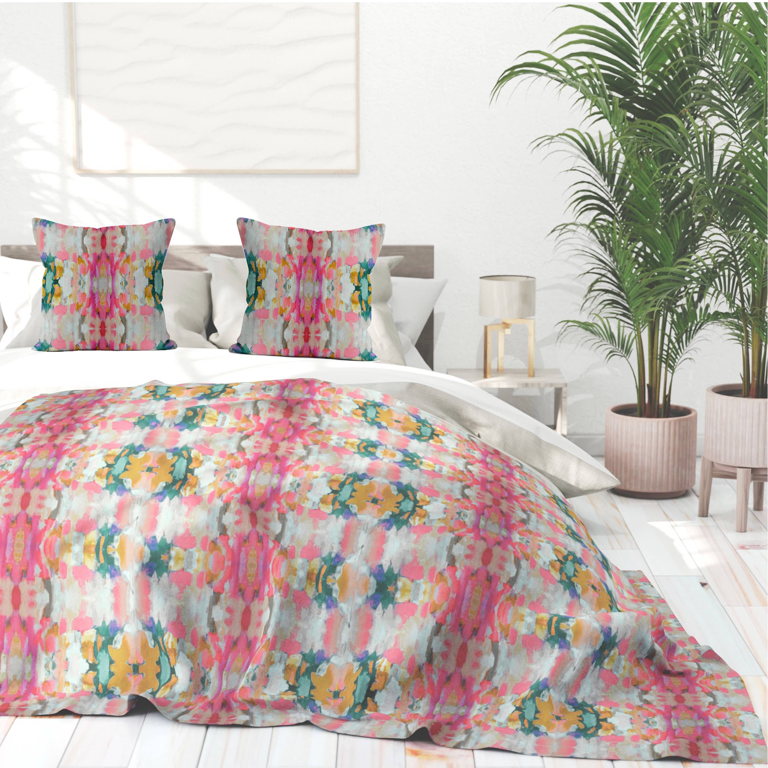 Layla 60x80” Sherpa Blanket Pink Red Green Yellow Gold Grey - Decor Addict, LLC