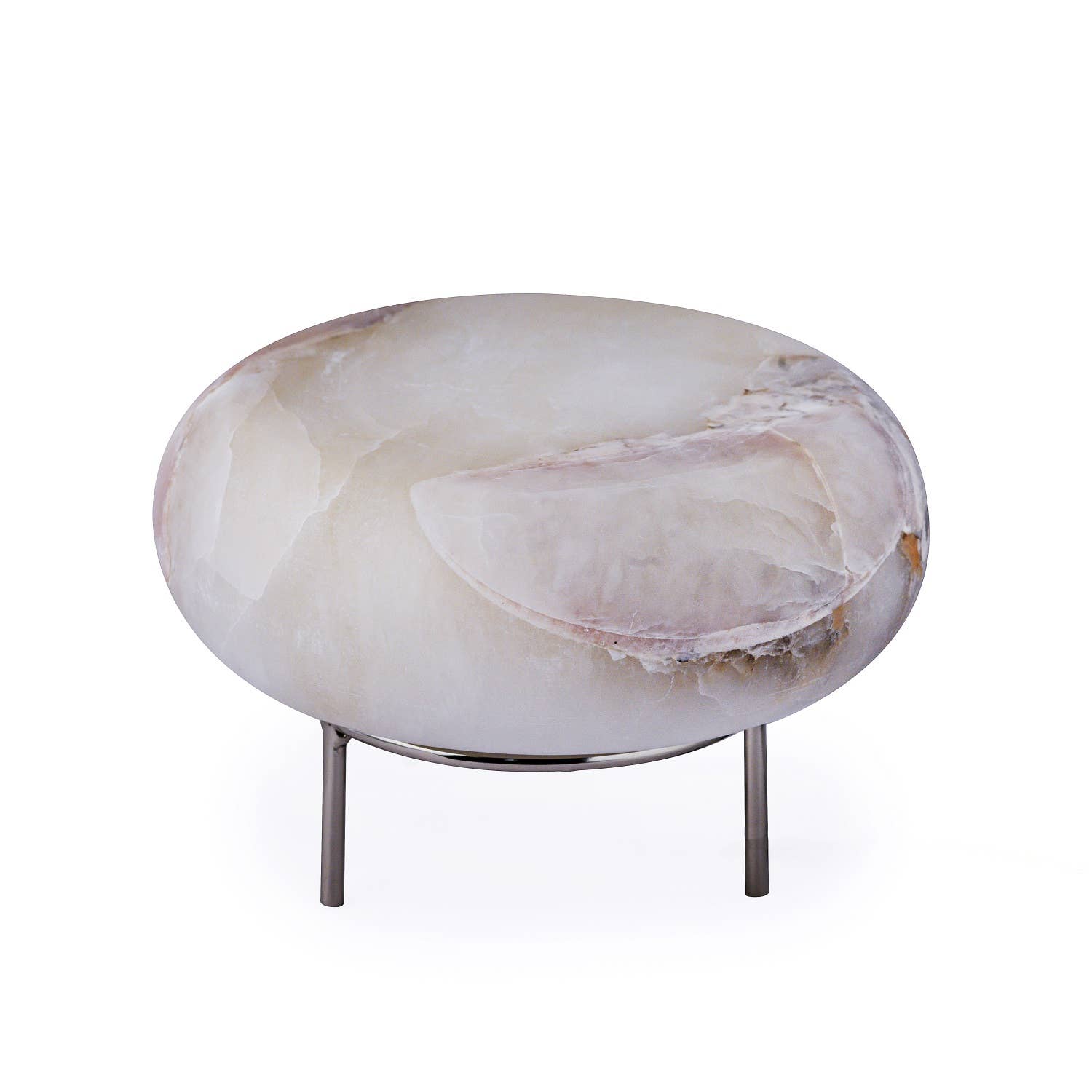 Iron Lamp w/Marble Shade: White / IRON - Decor Addict, LLC