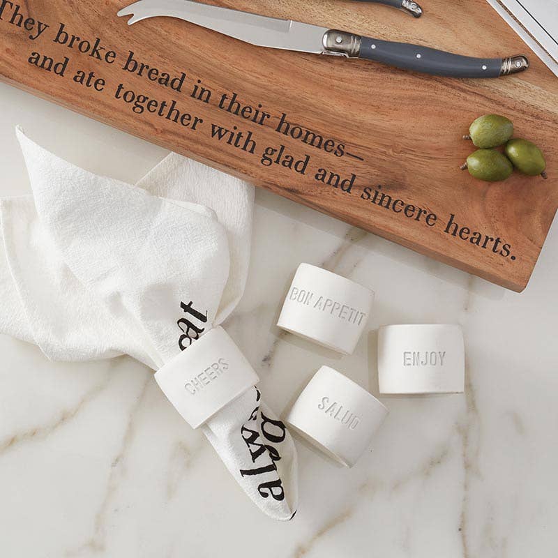 Face To Face Ceramic Napkin Rings - Bon Appetit - Set of 4 - Decor Addict, LLC