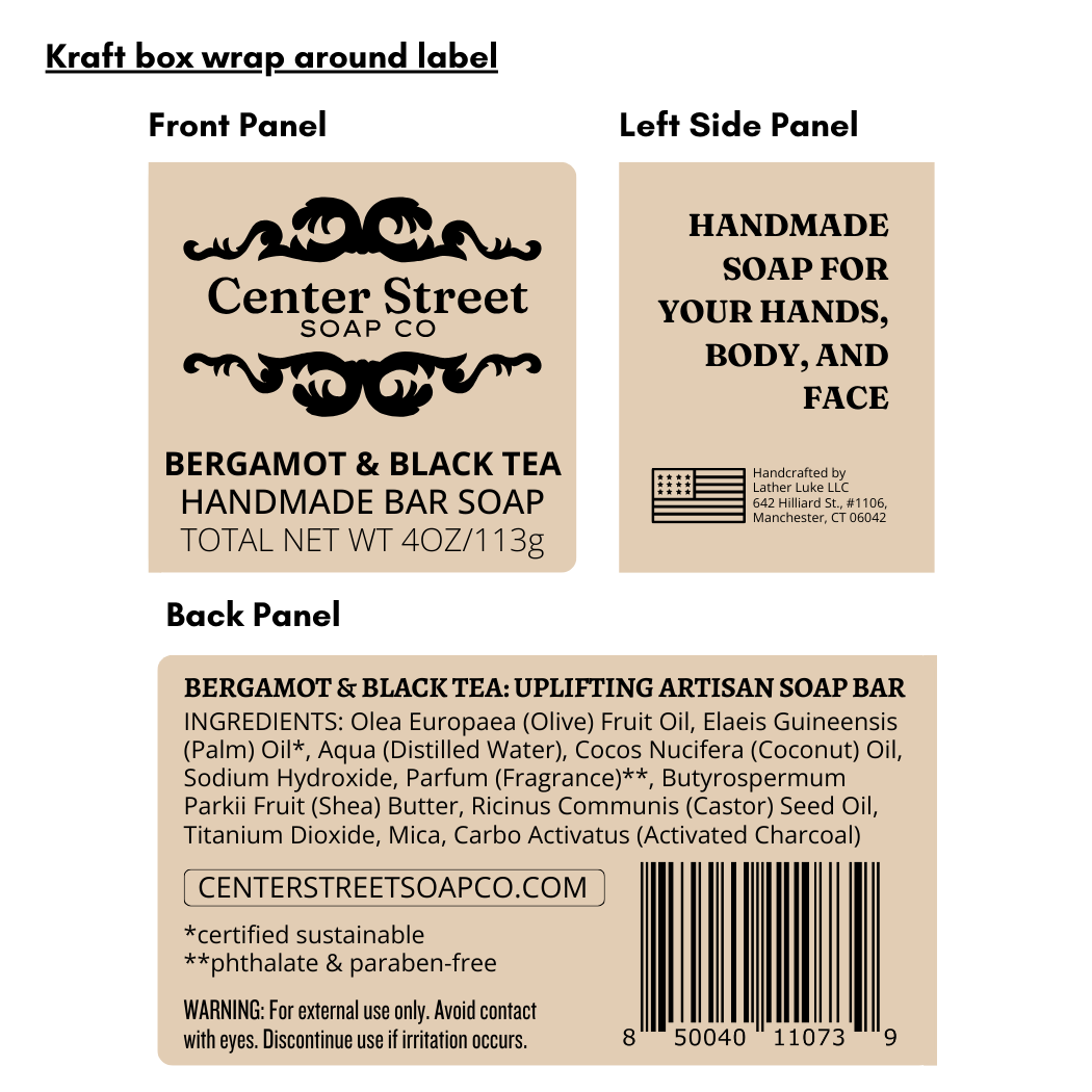 Bergamot and Black Tea Vegan Handmade Bar Soap - 4oz - Decor Addict, LLC