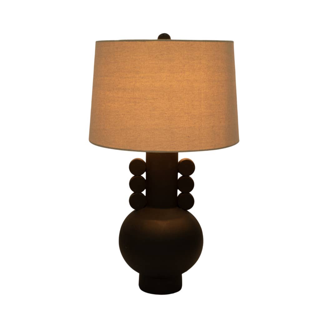 Black 30 in. Ceramic Novelty Eared Totem Table Lamp - Decor Addict, LLC