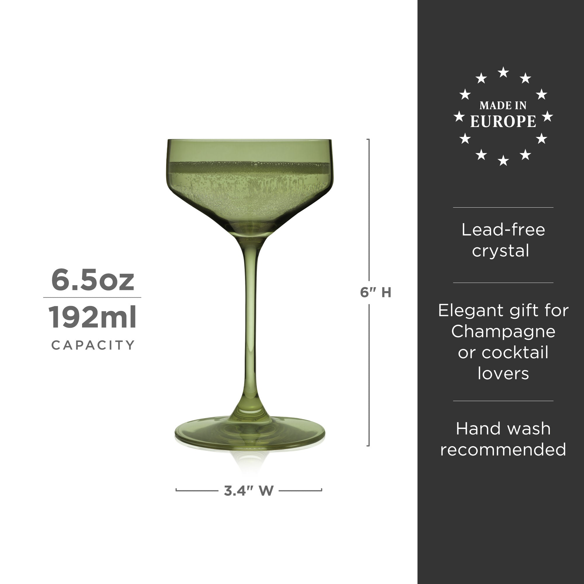 Reserve Nouveau Crystal Coupe Glasses in Sage Set of 2 - Decor Addict, LLC