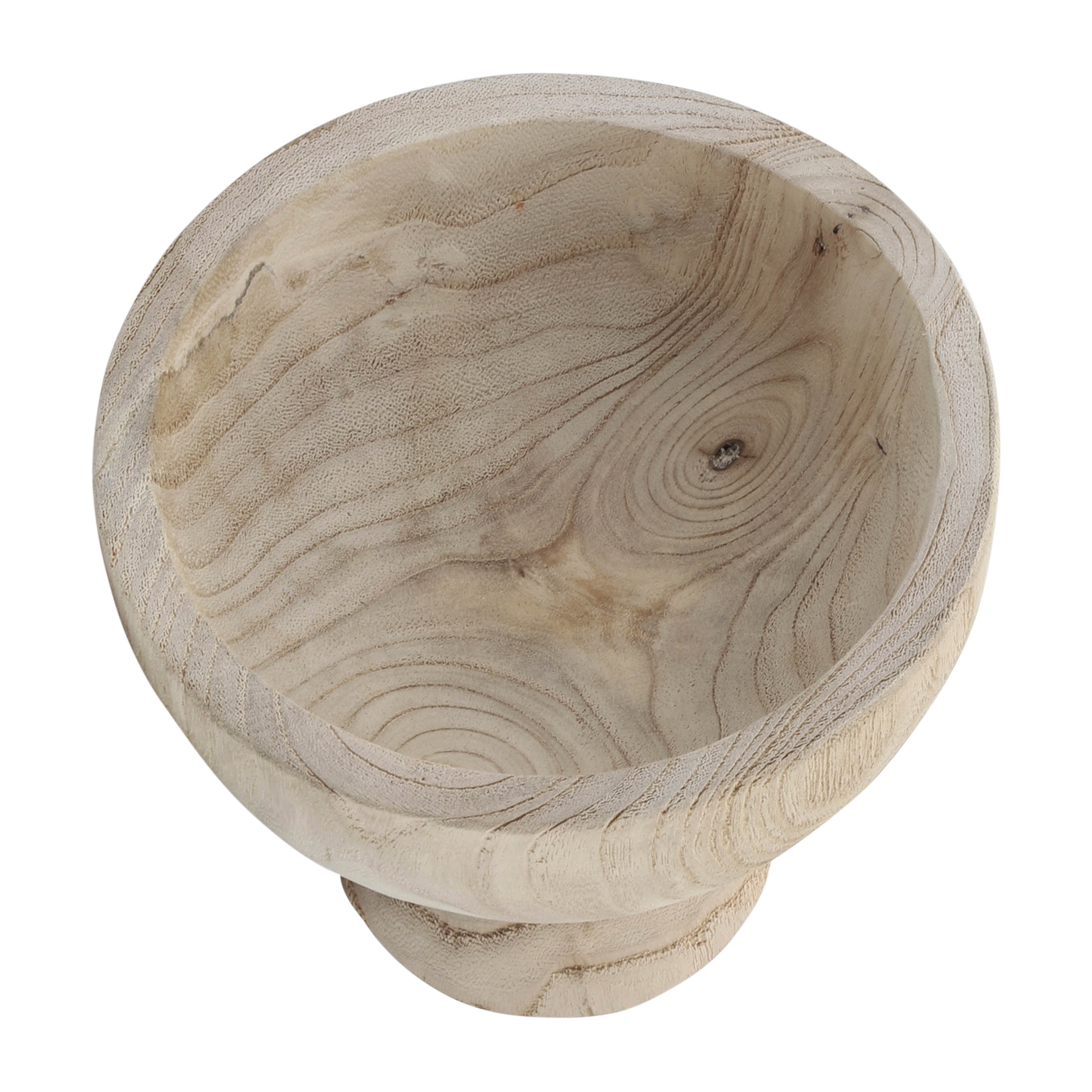 Wood, 8" Bowl W/ Stand, Natural - Decor Addict, LLC