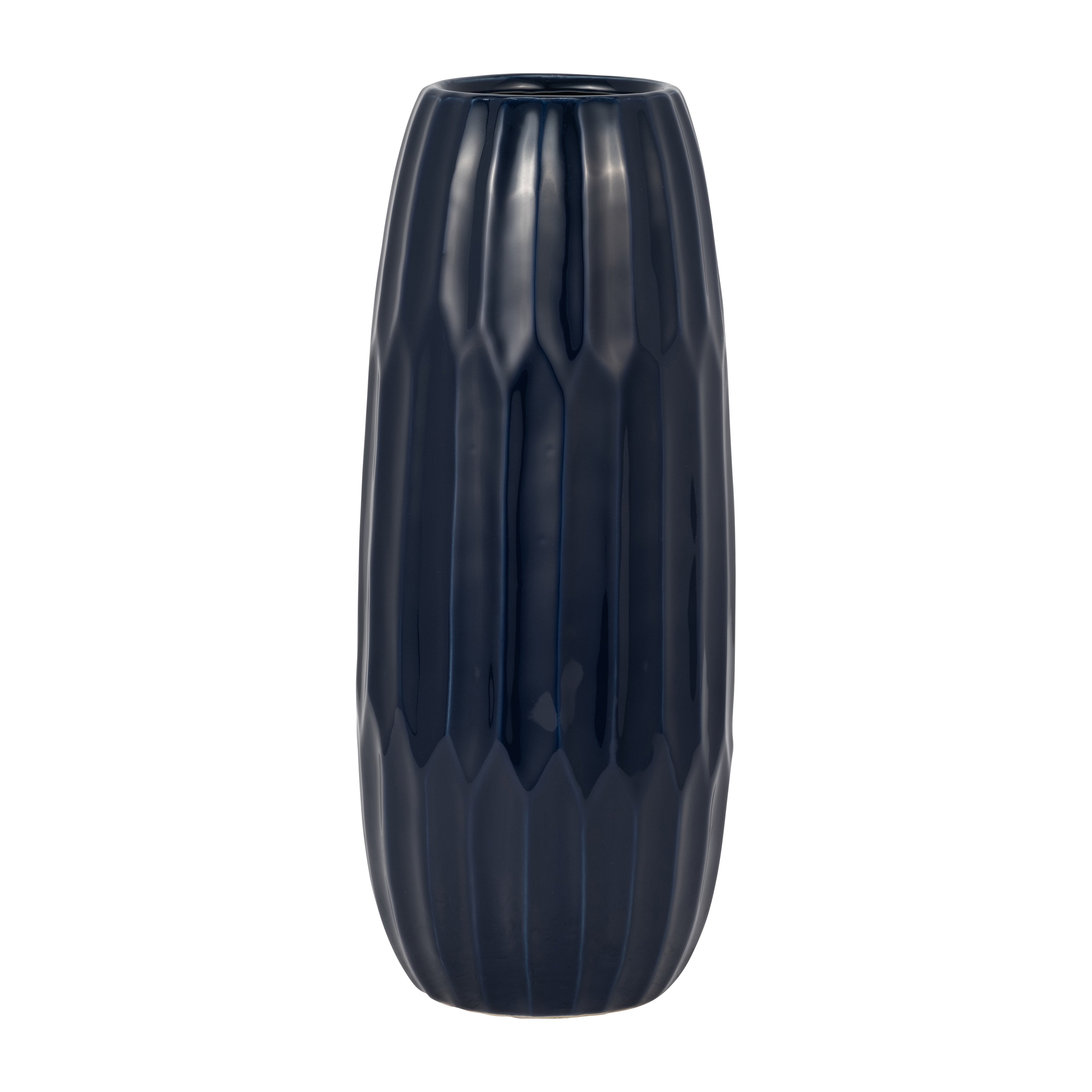 Ceramic 14" Vase , Navy Blue - Decor Addict, LLC