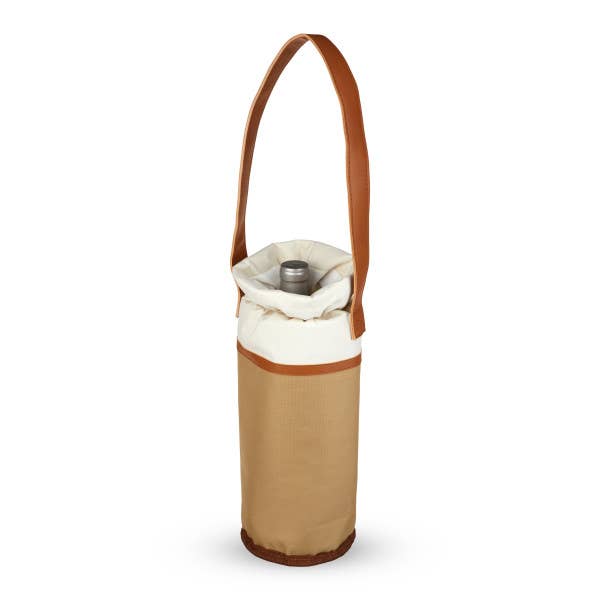 Single Bottle Insulated Wine Tote w/ Faux Leather Strap - Decor Addict, LLC