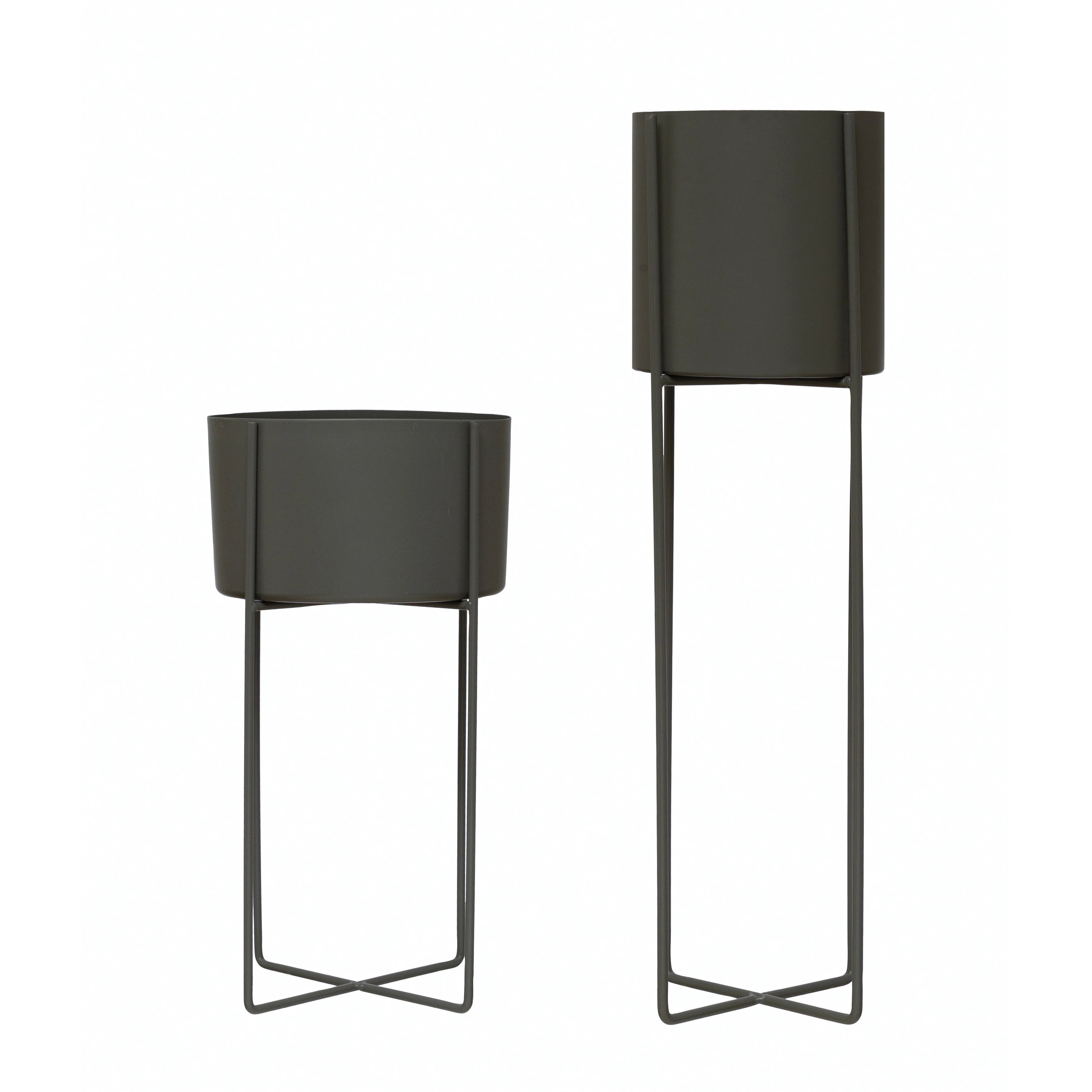 Metal Planter with Stand, Set of 2