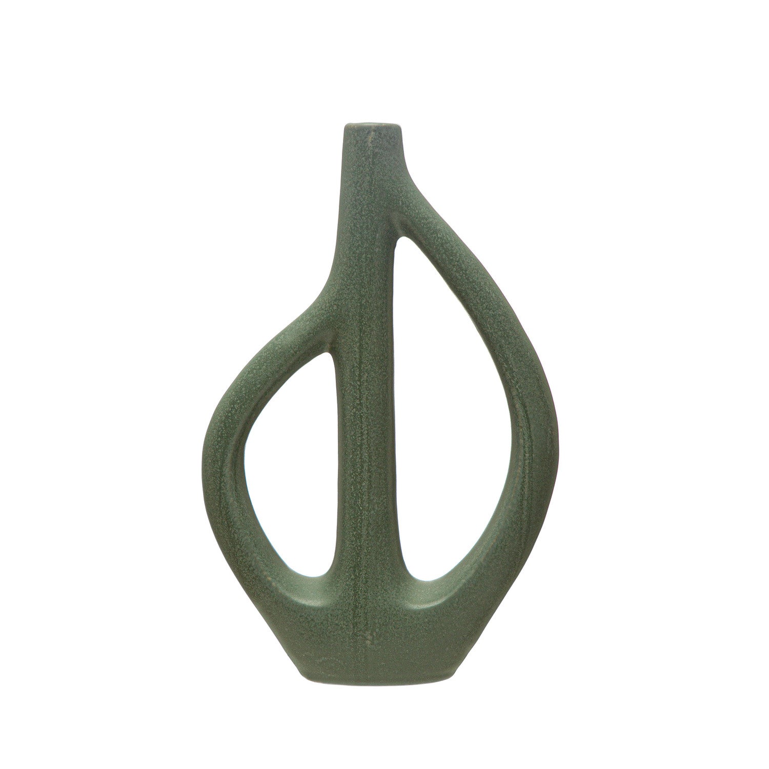 Stoneware Sculptural Vase, Matte Blue