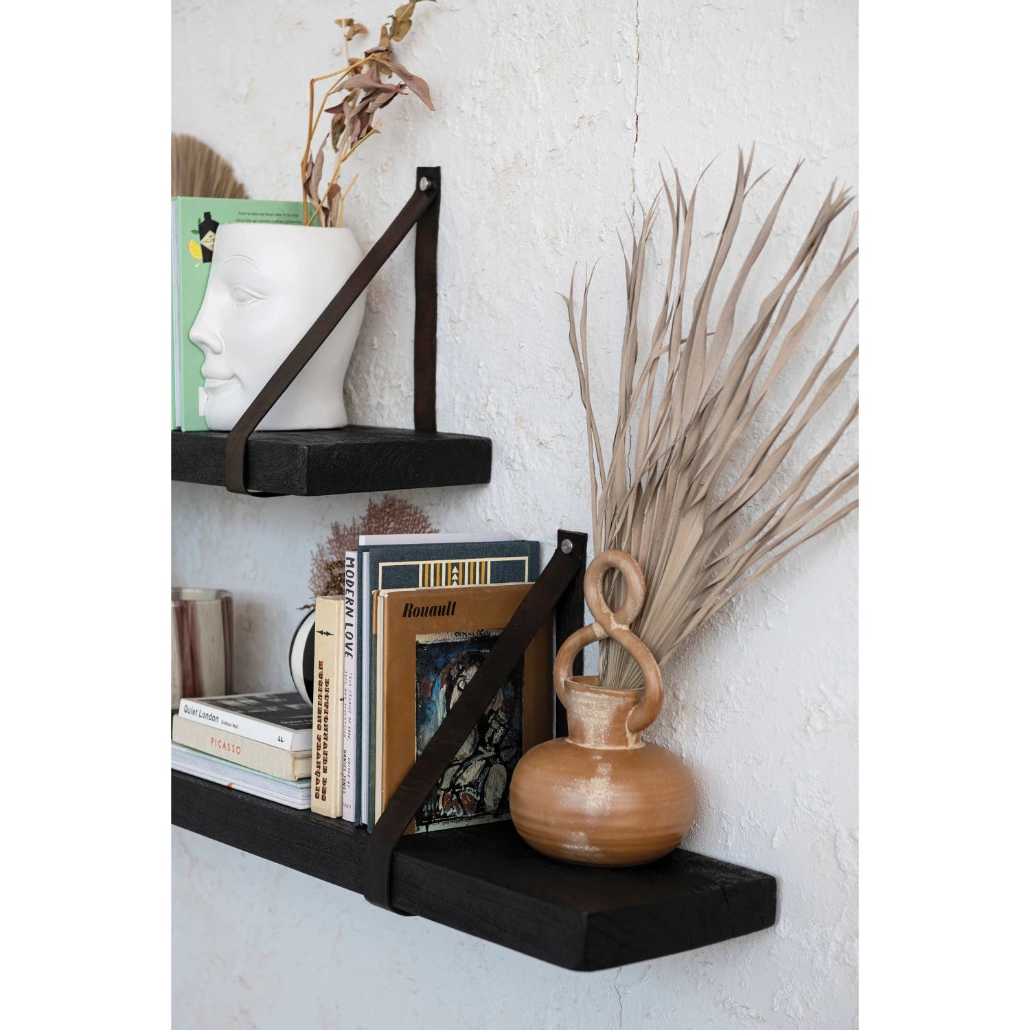 Stoneware Vase w/ Twisted Handle, Reactive Glaze, Brown (Each One Will Vary)