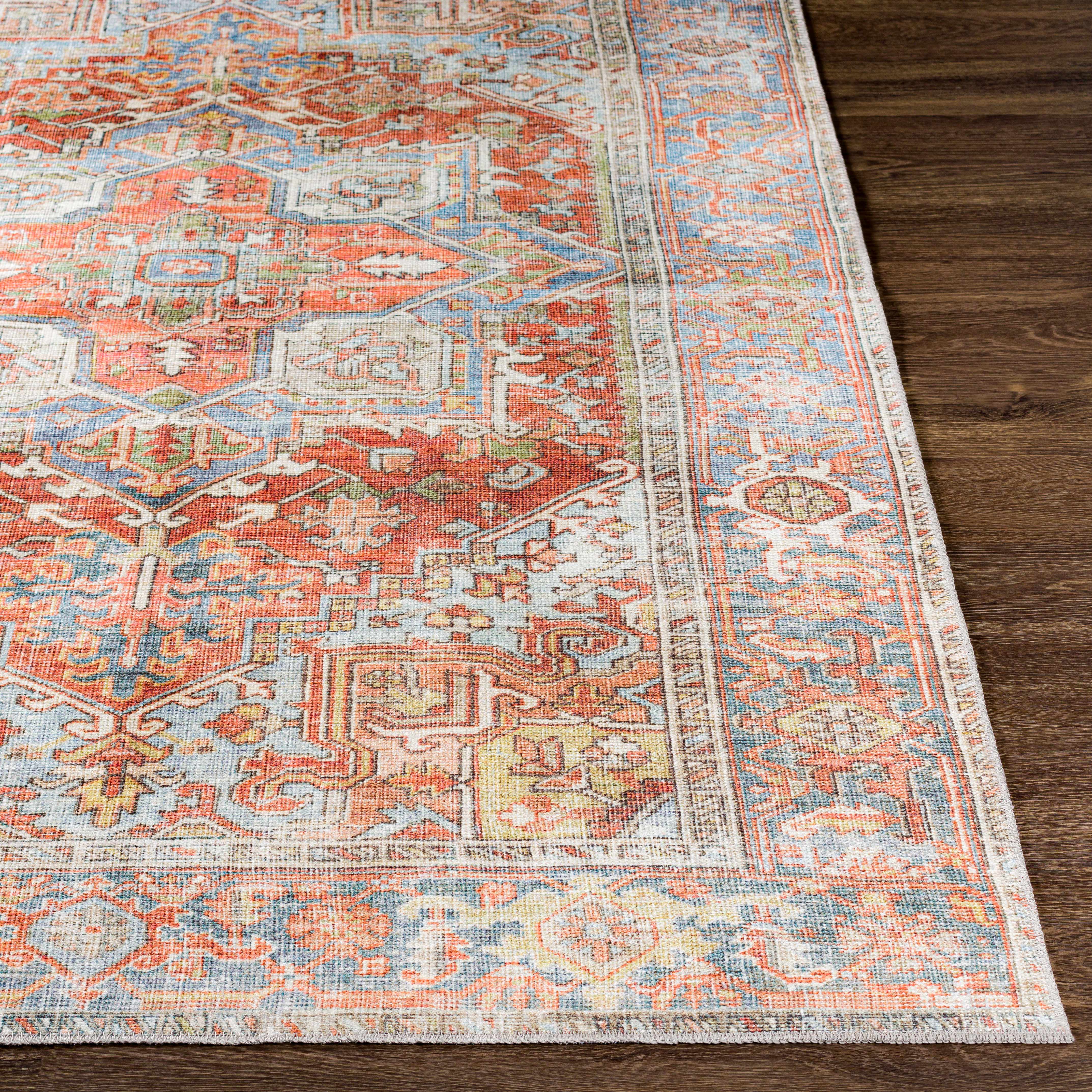 Rust Maayon Washable Rug - Decor Addict, LLC