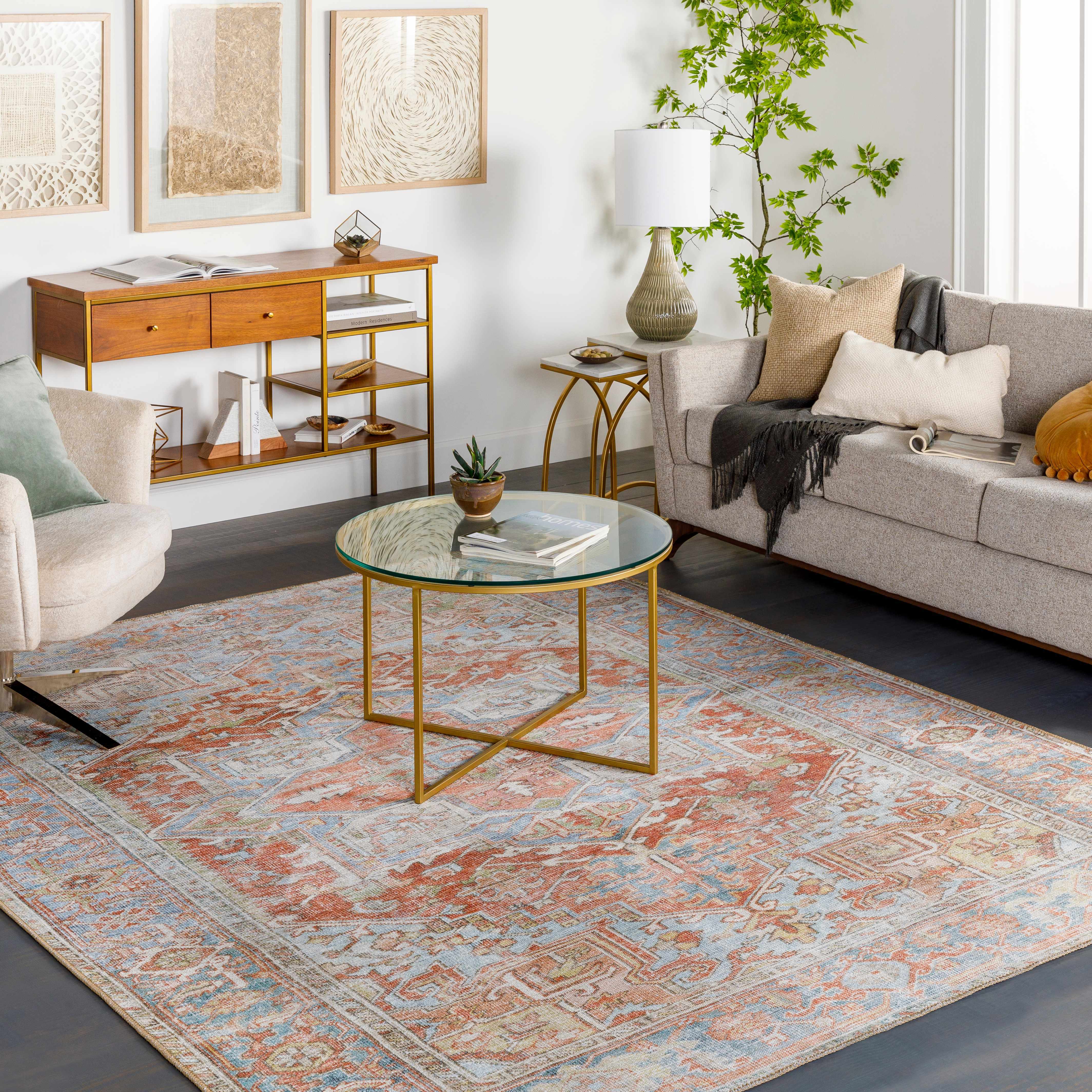 Rust Maayon Washable Rug - Decor Addict, LLC