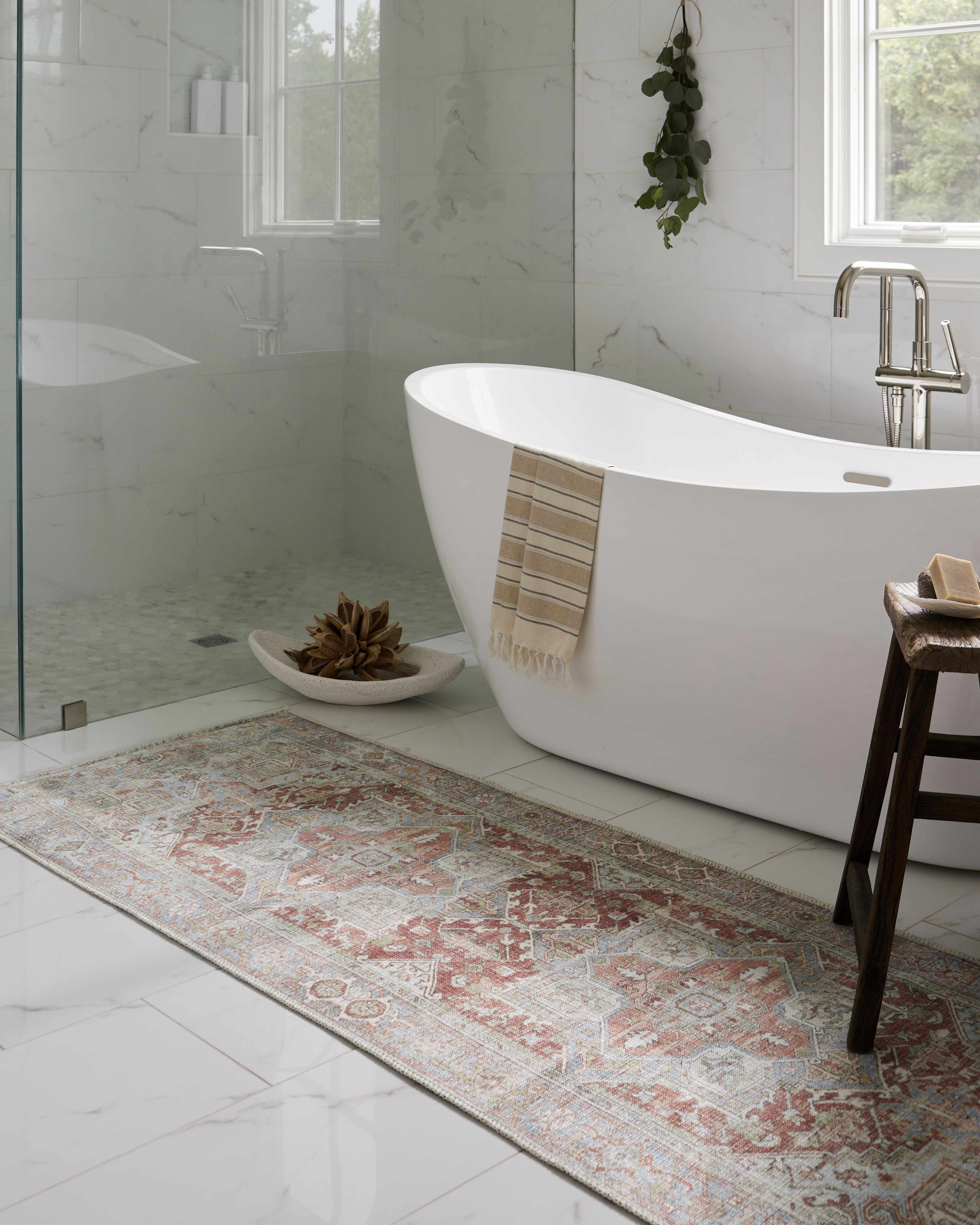 Rust Maayon Washable Rug - Decor Addict, LLC